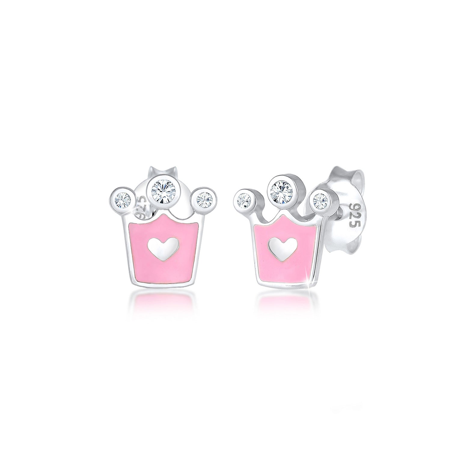 Silber - Elli | Ohrring Herz | Mit Kristallen von Swarovski® (Weiß) | 925er Sterling Silber