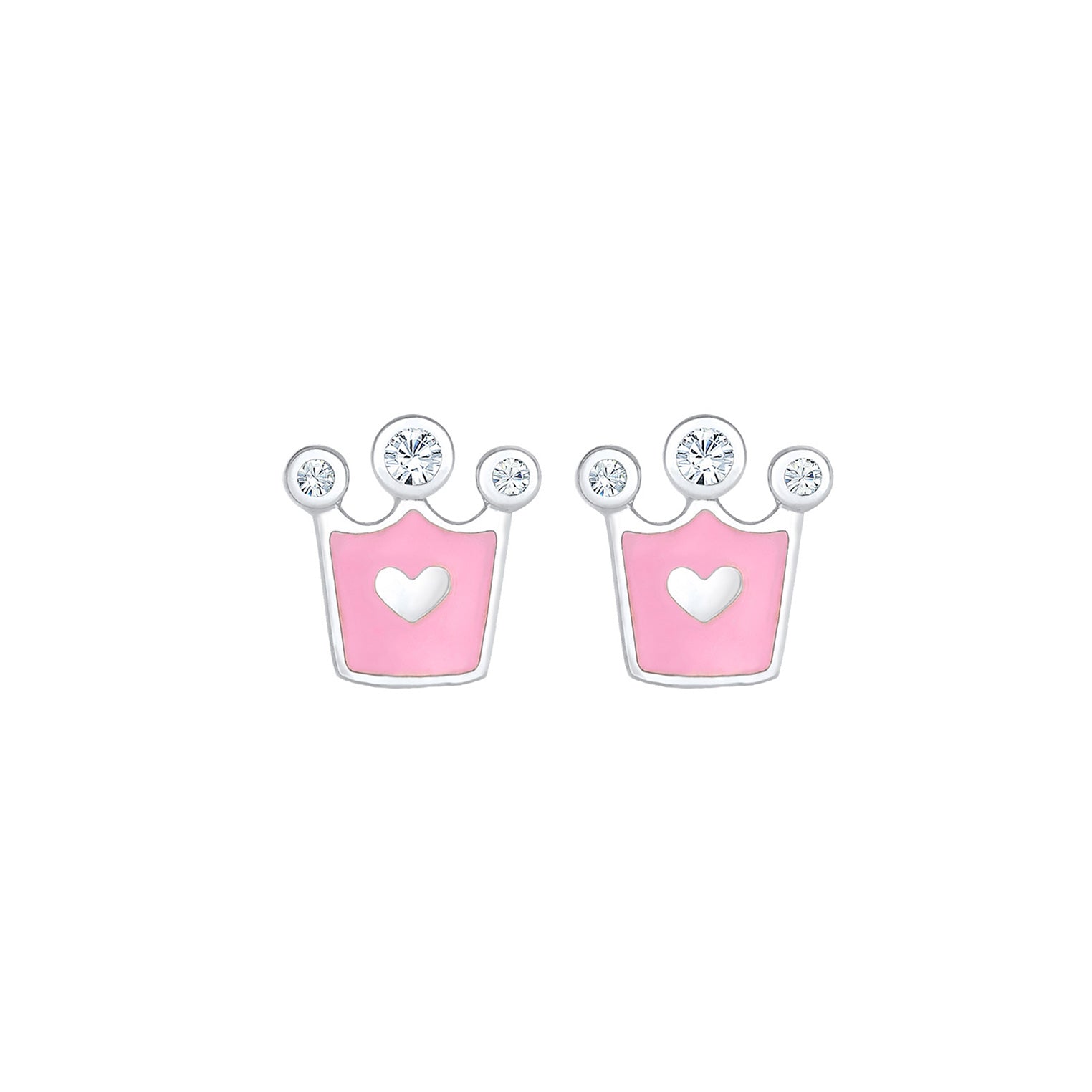 Silber - Elli | Ohrring Herz | Mit Kristallen von Swarovski® (Weiß) | 925er Sterling Silber