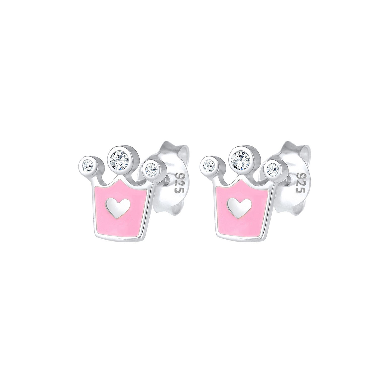 Silber - Elli | Ohrring Herz | Mit Kristallen von Swarovski® (Weiß) | 925er Sterling Silber