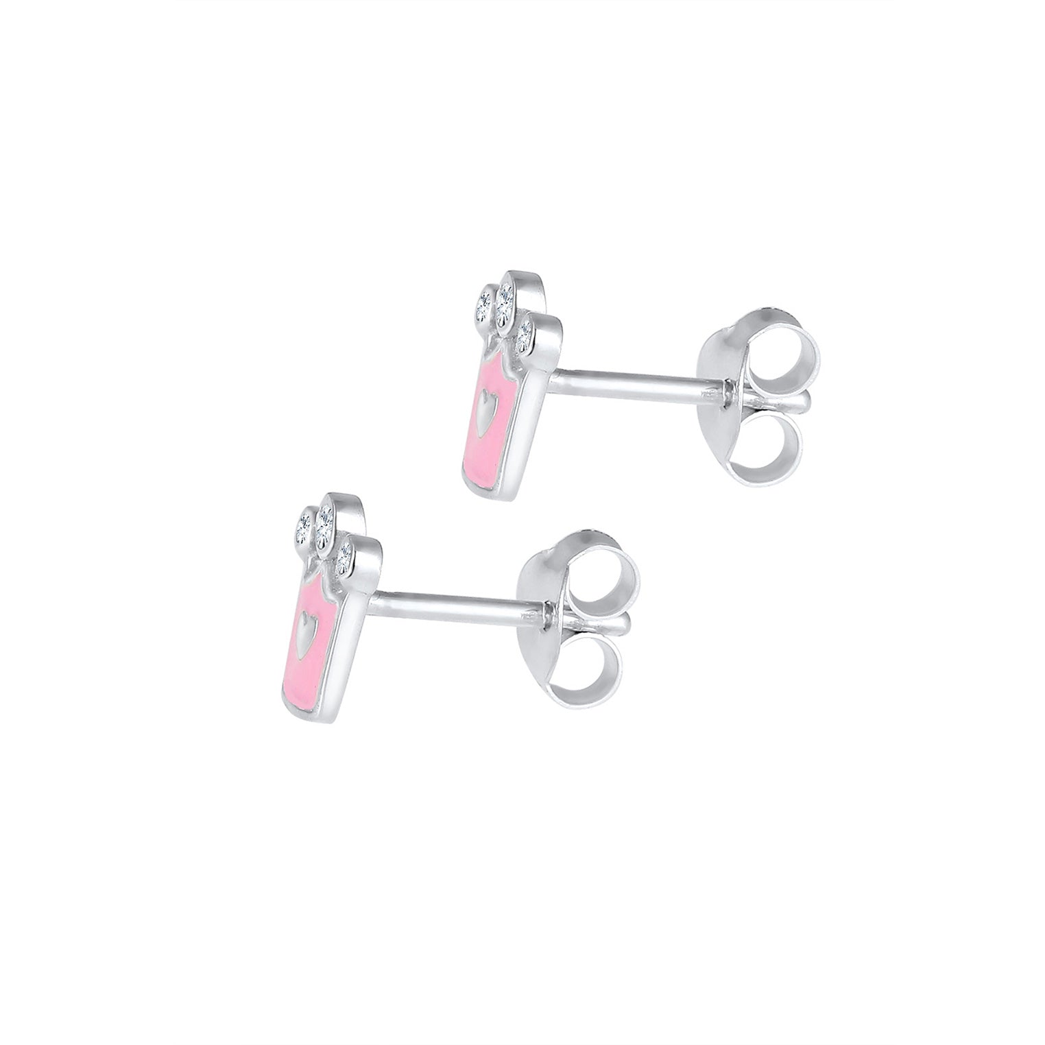 Silber - Elli | Ohrring Herz | Mit Kristallen von Swarovski® (Weiß) | 925er Sterling Silber