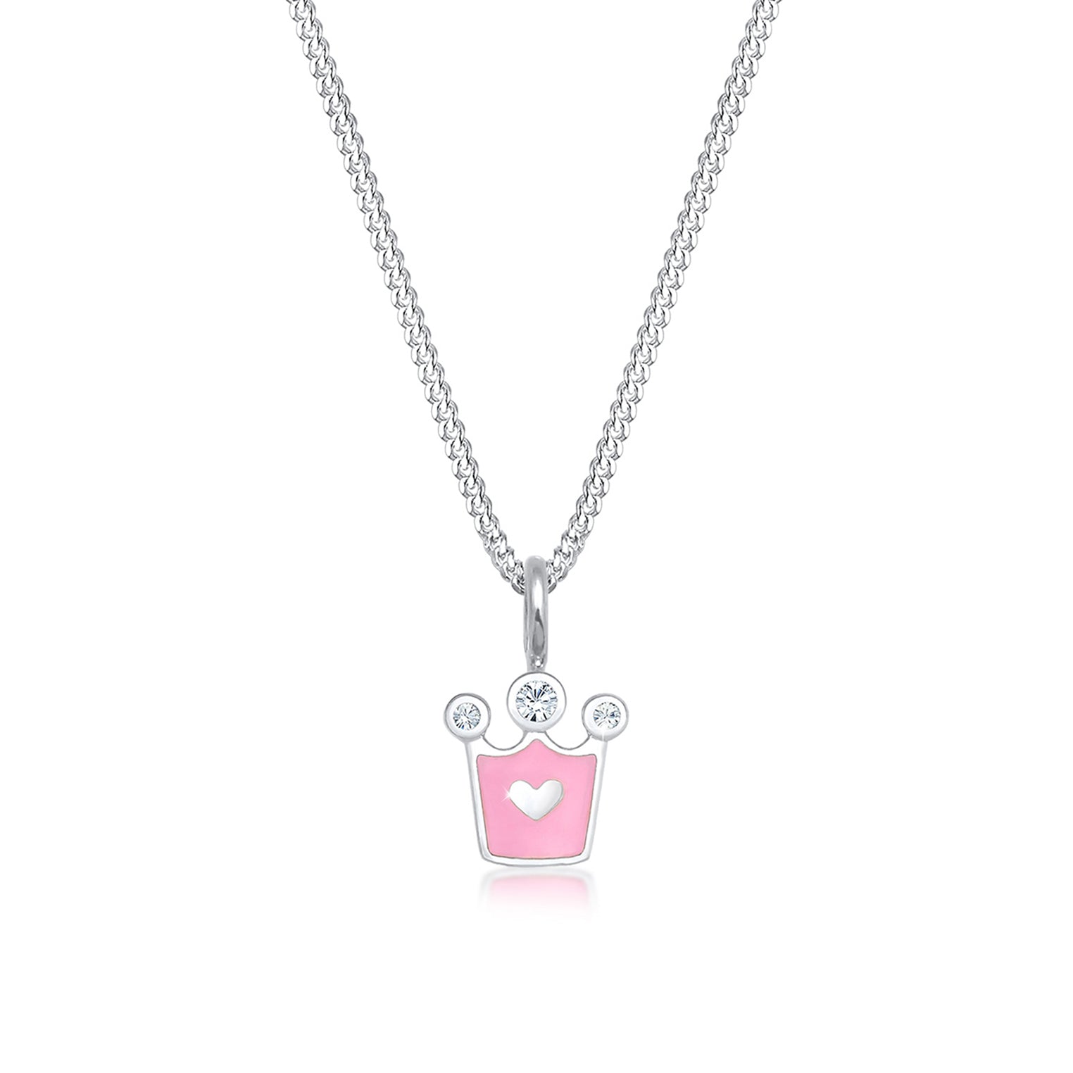 Silber - Elli | Halskette Krone | Mit Kristallen von Swarovski® (Weiß) & Emaille | 925er Sterling Silber