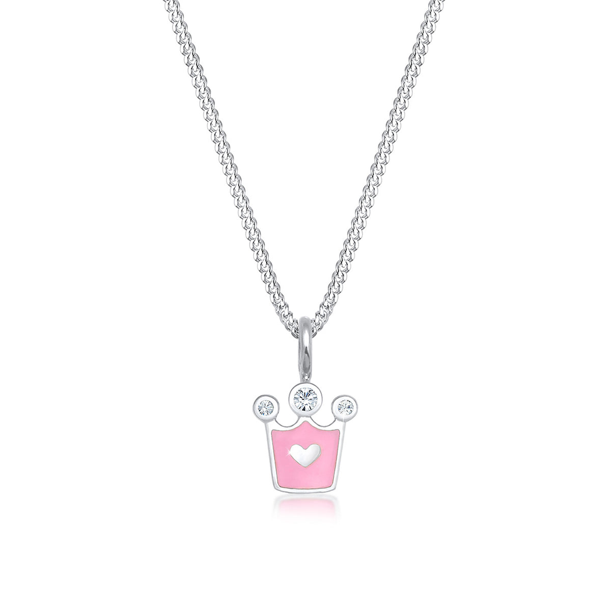Silber - Elli | Halskette Krone | Mit Kristallen von Swarovski® (Weiß) & Emaille | 925er Sterling Silber
