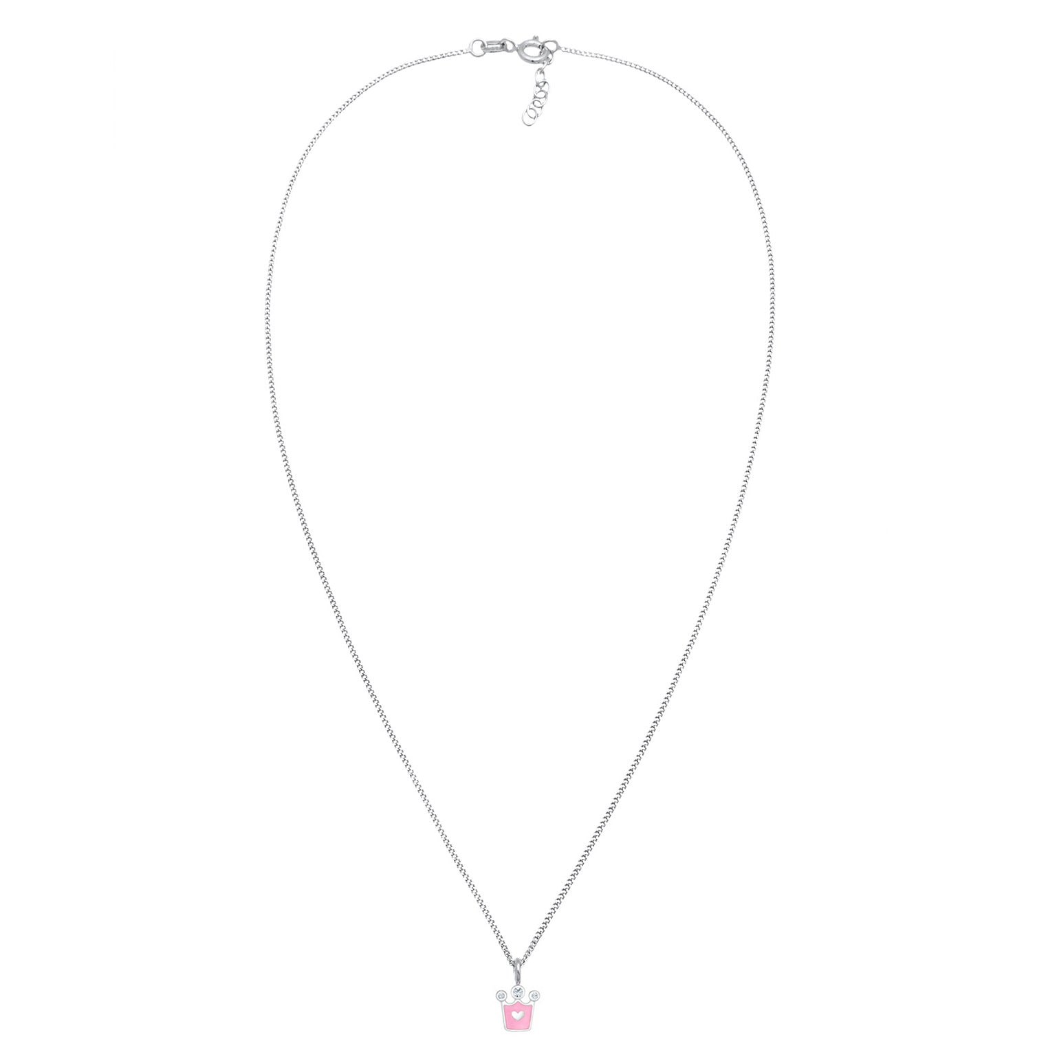 Silber - Elli | Halskette Krone | Mit Kristallen von Swarovski® (Weiß) & Emaille | 925er Sterling Silber