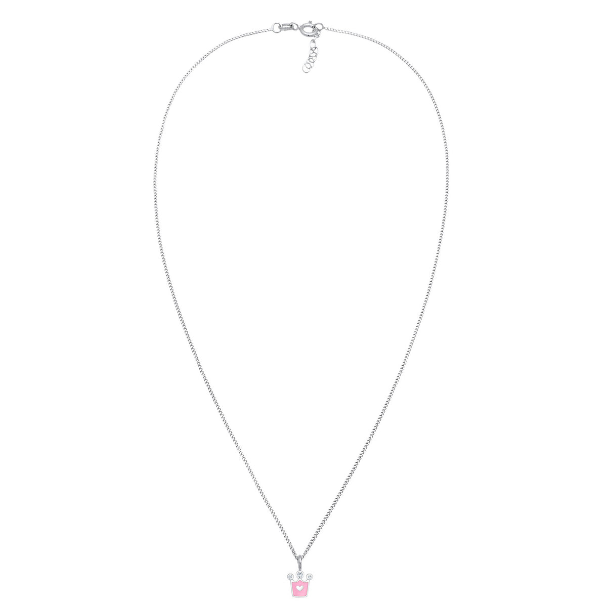 Silber - Elli | Halskette Krone | Mit Kristallen von Swarovski® (Weiß) & Emaille | 925er Sterling Silber