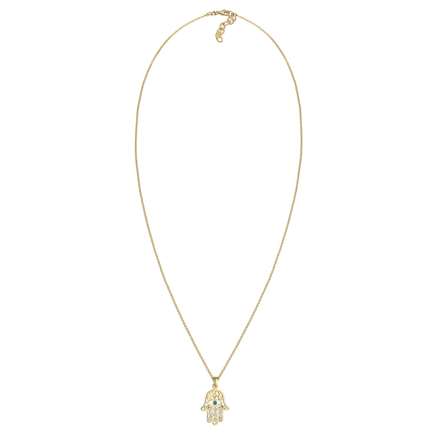 Gold - Elli | Lange Halskette Evil Eye | Mit Kristallen von Swarovski® (Weiß) | 925 Sterling Silber vergoldet