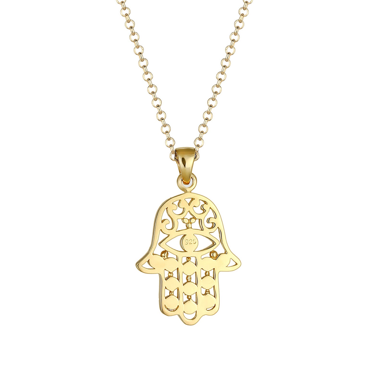 Gold - Elli | Lange Halskette Evil Eye | Mit Kristallen von Swarovski® (Weiß) | 925 Sterling Silber vergoldet