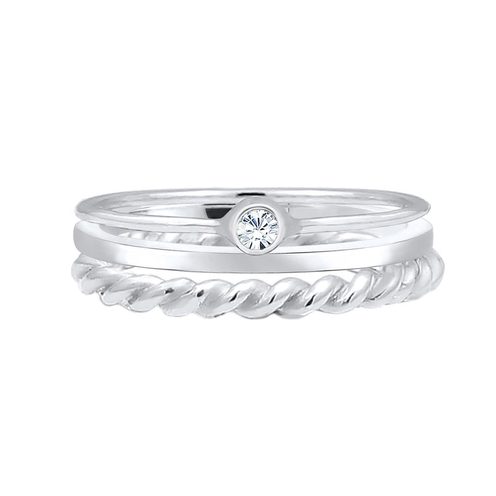 Silber - Elli | Solitär-Ring | Mit Kristallen von Swarovski® (Weiß) | 925er Sterling Silber