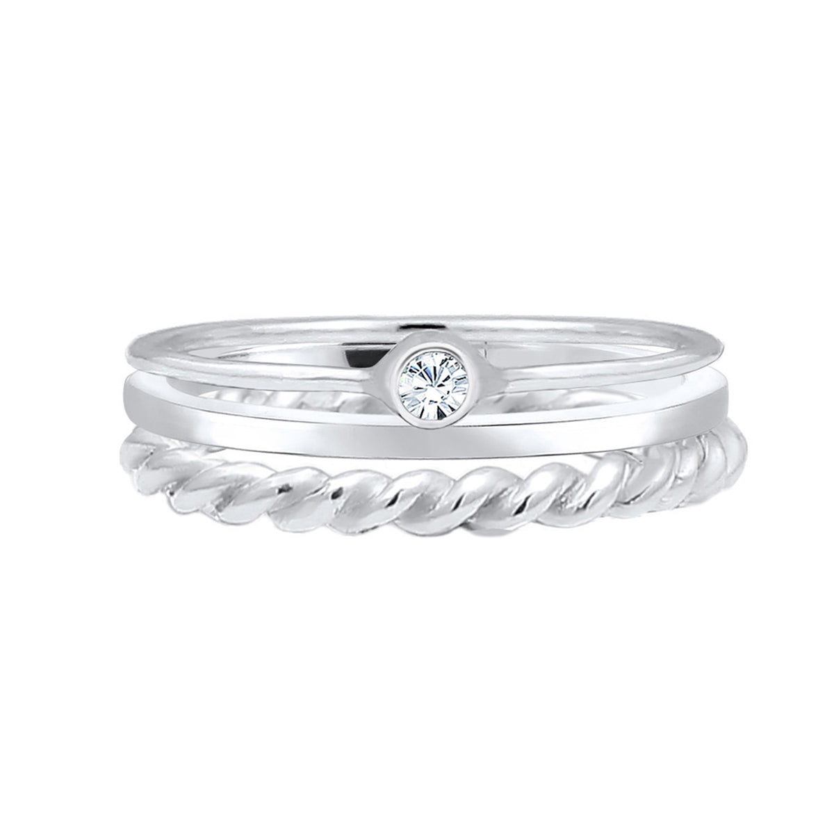 Silber - Elli | Solitär-Ring | Mit Kristallen von Swarovski® (Weiß) | 925er Sterling Silber