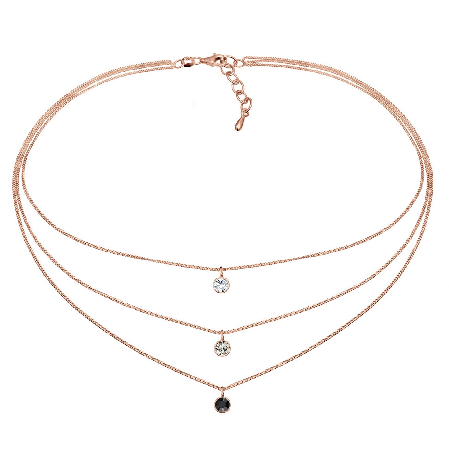 Roségold - Elli | Choker | Kristall (Weiß) | 925 Sterling Silber Rosegold