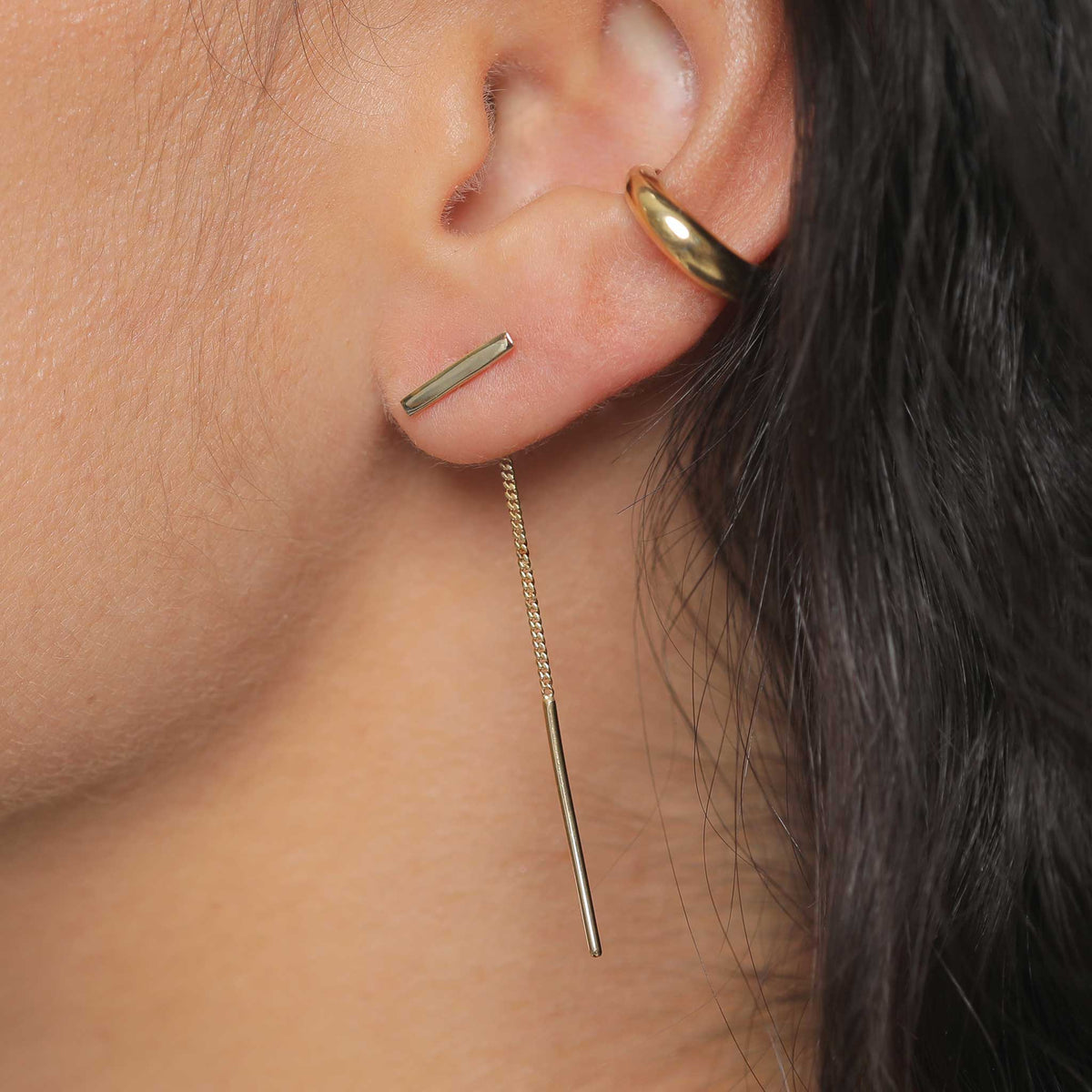 Gold - Elli | Ohrhänger Ear Chain | 925 Sterling Silber vergoldet