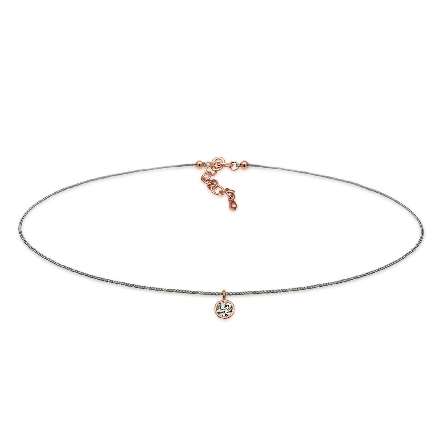 Roségold - Elli | Choker | Mit Kristallen von Swarovski® (Grau) | 925 Sterling Silber Rosegold
