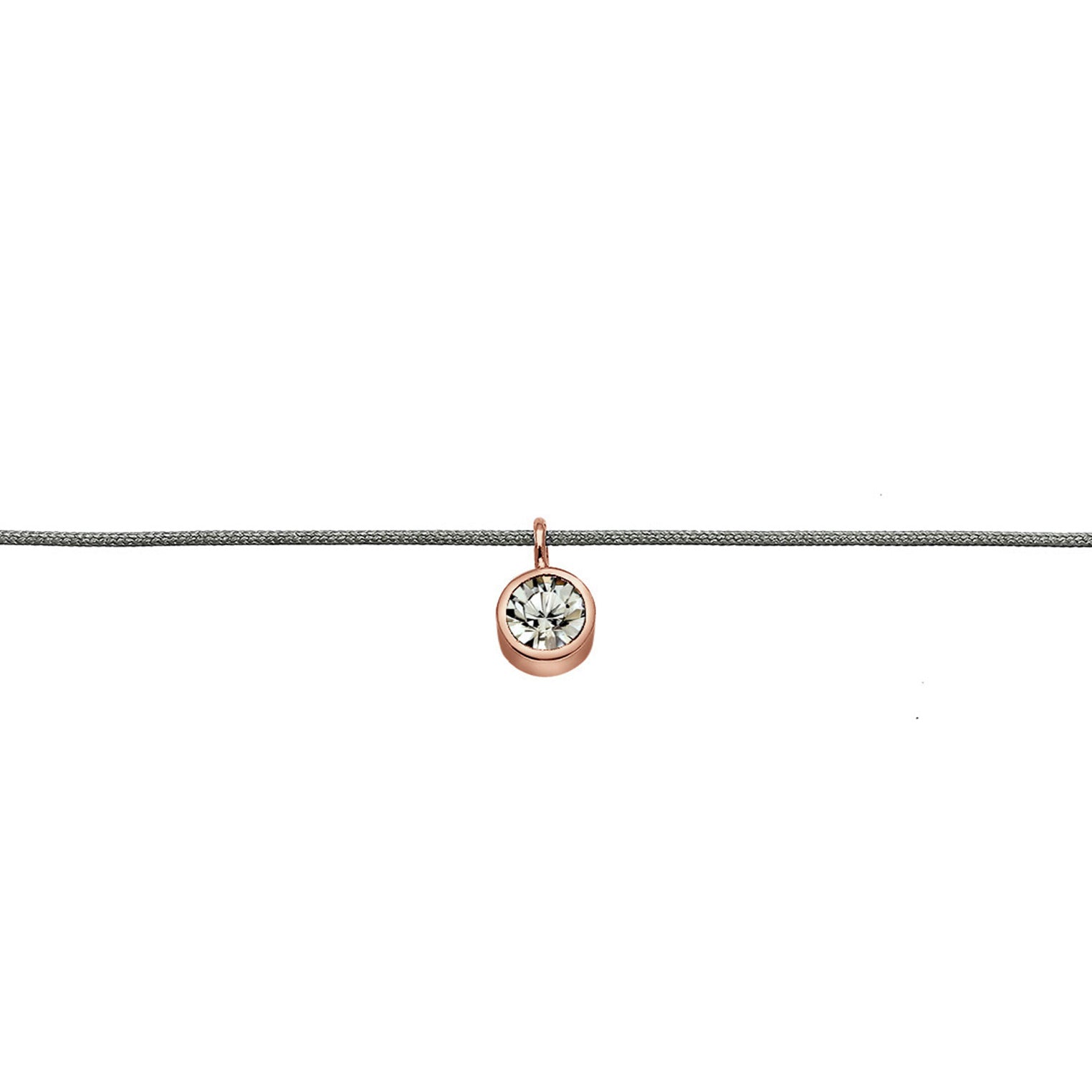Roségold - Elli | Choker | Kristall (Grau) | 925 Sterling Silber Rosegold