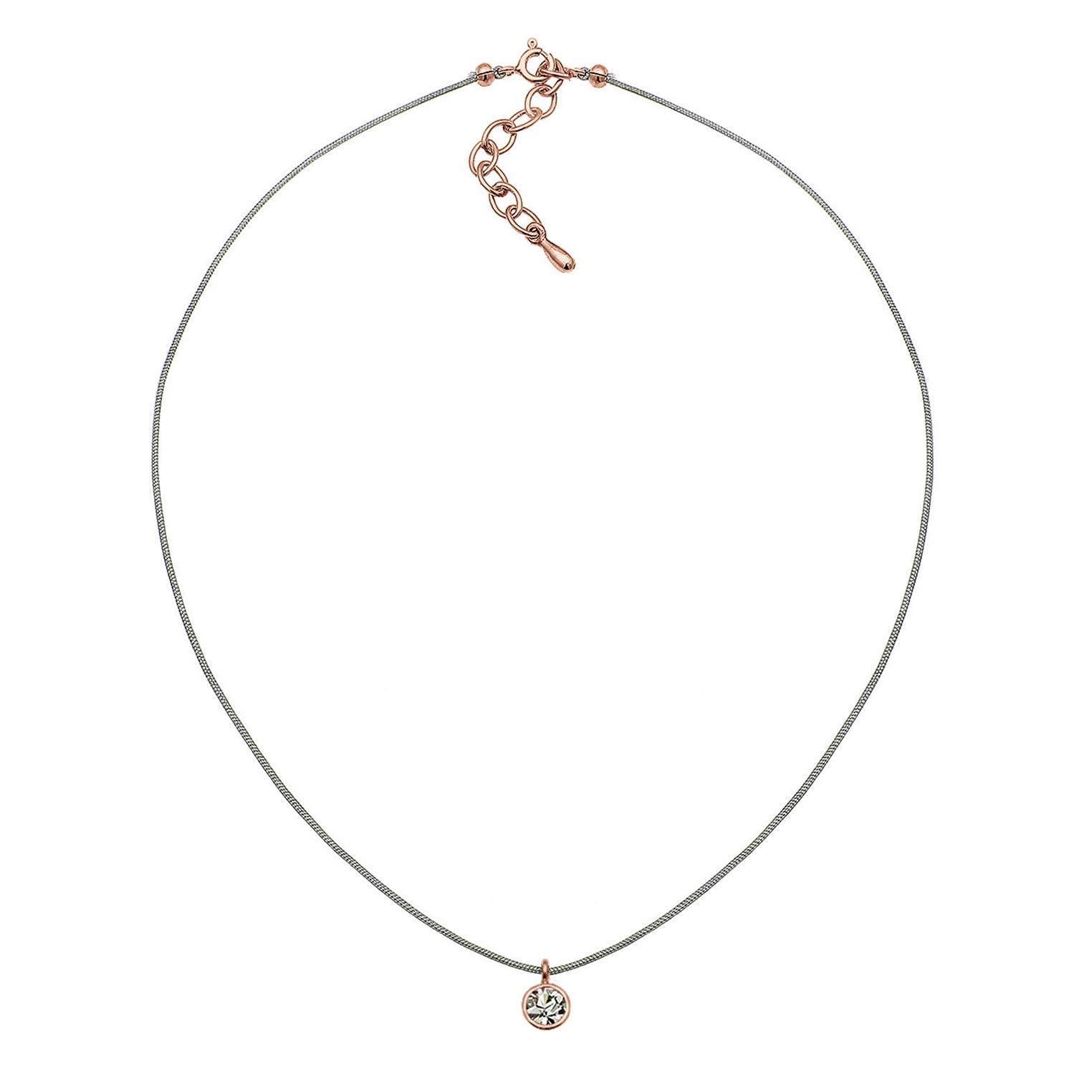 Roségold - Elli | Choker | Mit Kristallen von Swarovski® (Grau) | 925 Sterling Silber Rosegold