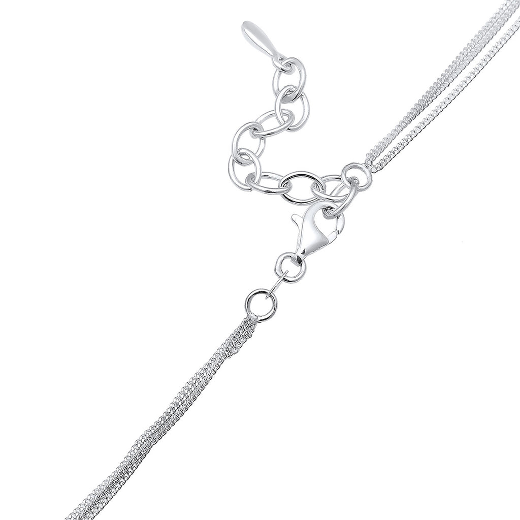 Silber - Elli | Layer-Halskette Plättchen Stab | Mit Kristallen von Swarovski® (Weiß) | 925er Sterling Silber