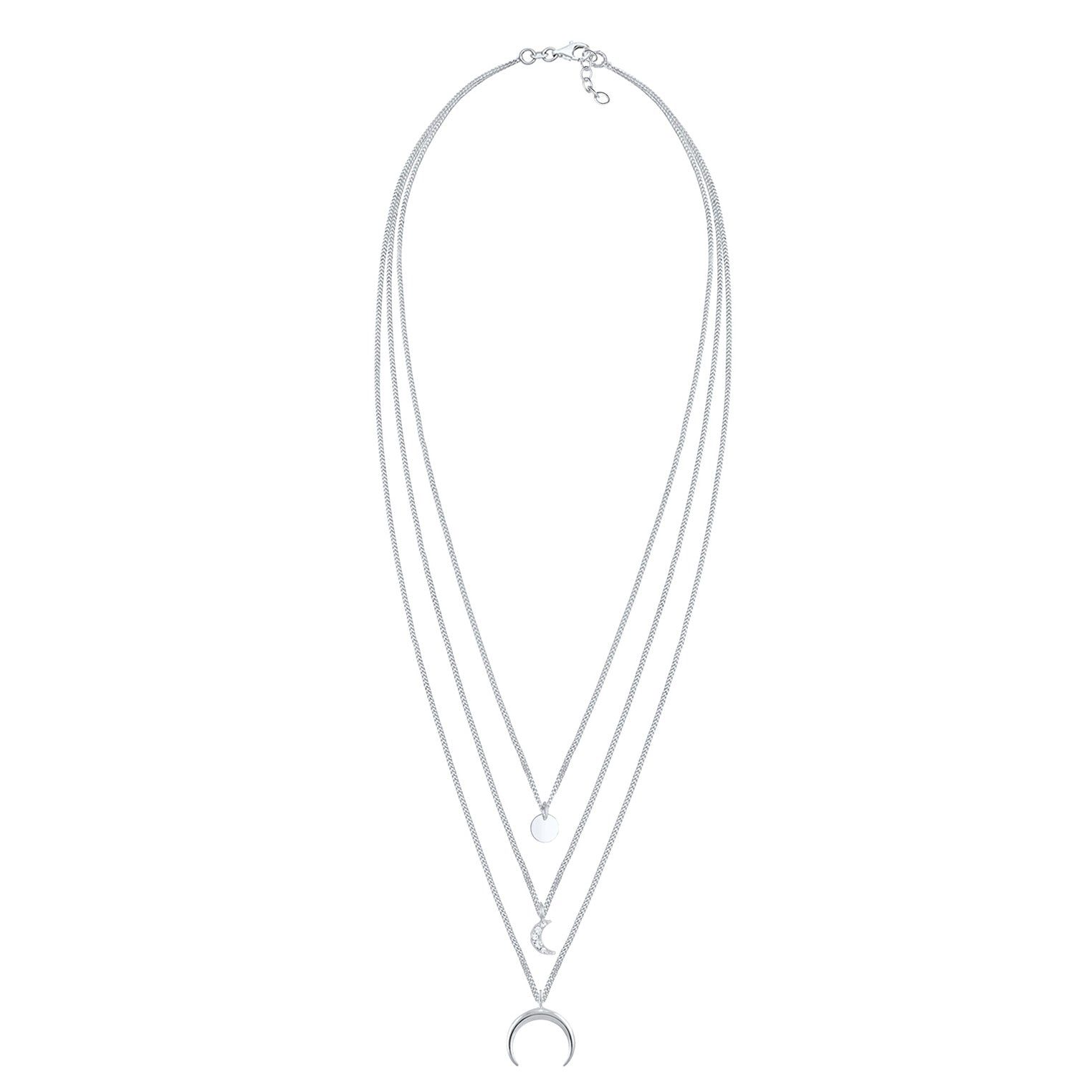 Silber - Elli | Layer-Halskette Astro | Kristall ( Weiß ) | 925er Sterling Silber