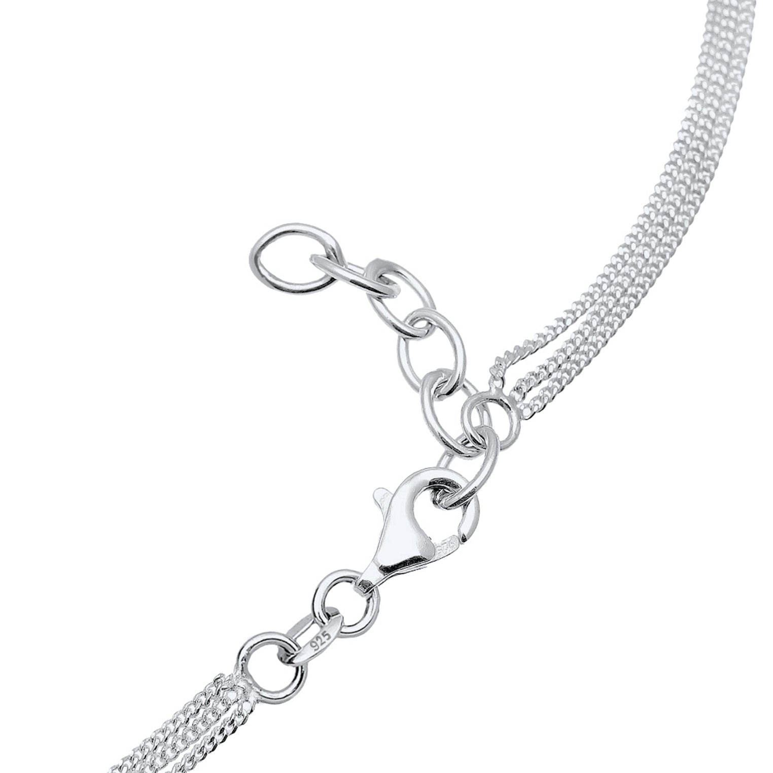 Silber - Elli | Layer-Halskette Halbmond Astro | Mit Kristallen von Swarovski® (Weiß) | 925er Sterling Silber