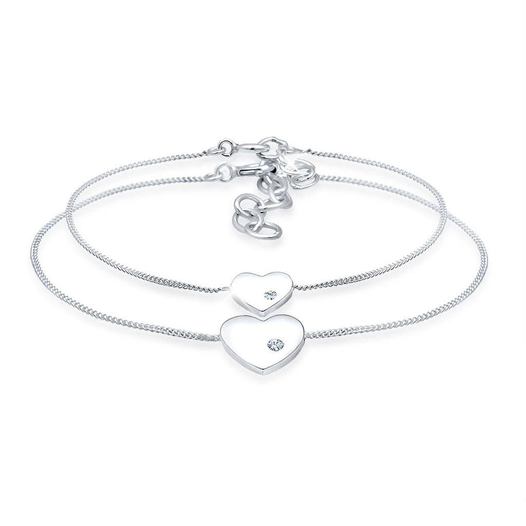 Silber - Elli | Mutter-Kind-Armbandset | Mit Kristallen von Swarovski® (Weiß) | 925er Sterling Silber