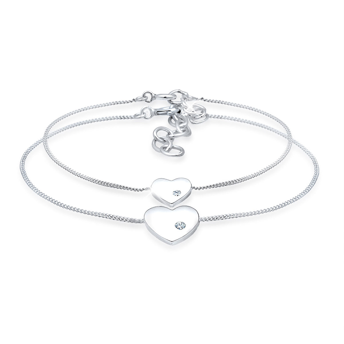 Silber - Elli | Mutter-Kind-Armbandset | Mit Kristallen von Swarovski® (Weiß) | 925er Sterling Silber