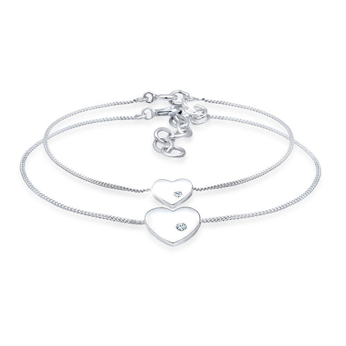 Silber - Elli | Mutter-Kind-Armbandset | Mit Kristallen von Swarovski® (Weiß) | 925er Sterling Silber