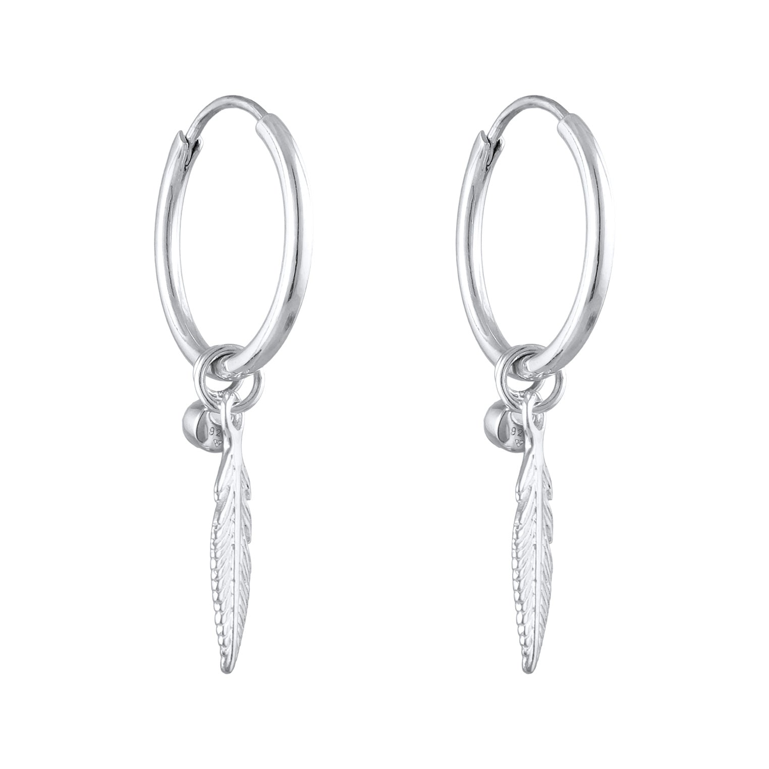 Silber - Elli | Creole Feder | Mit Kristallen von Swarovski® (Weiß) | 925er Sterling Silber