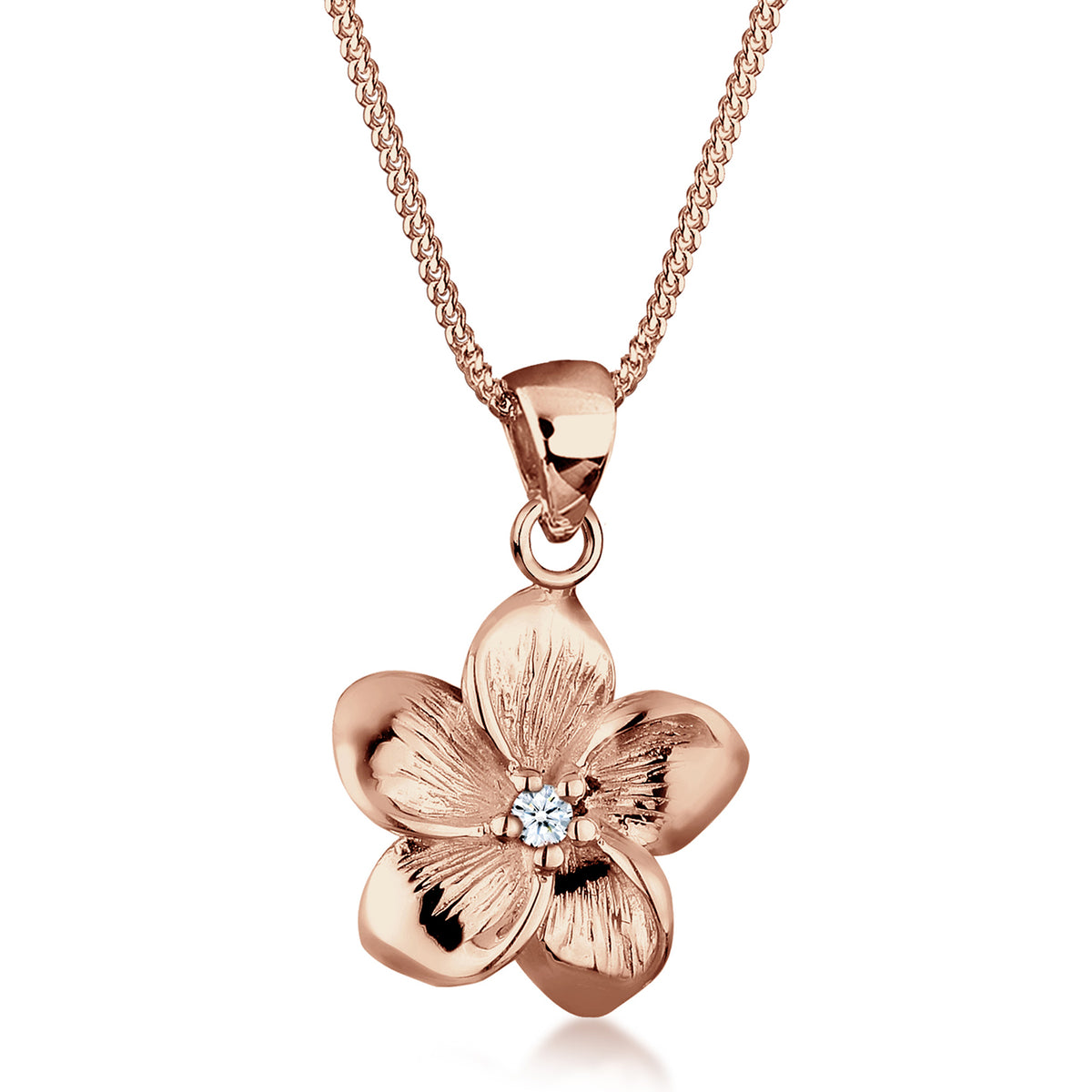 Roségold - Elli DIAMONDS | Halskette Blume | Diamant (Weiß, 0,03 ct) | 925 Sterling Silber Rosegold