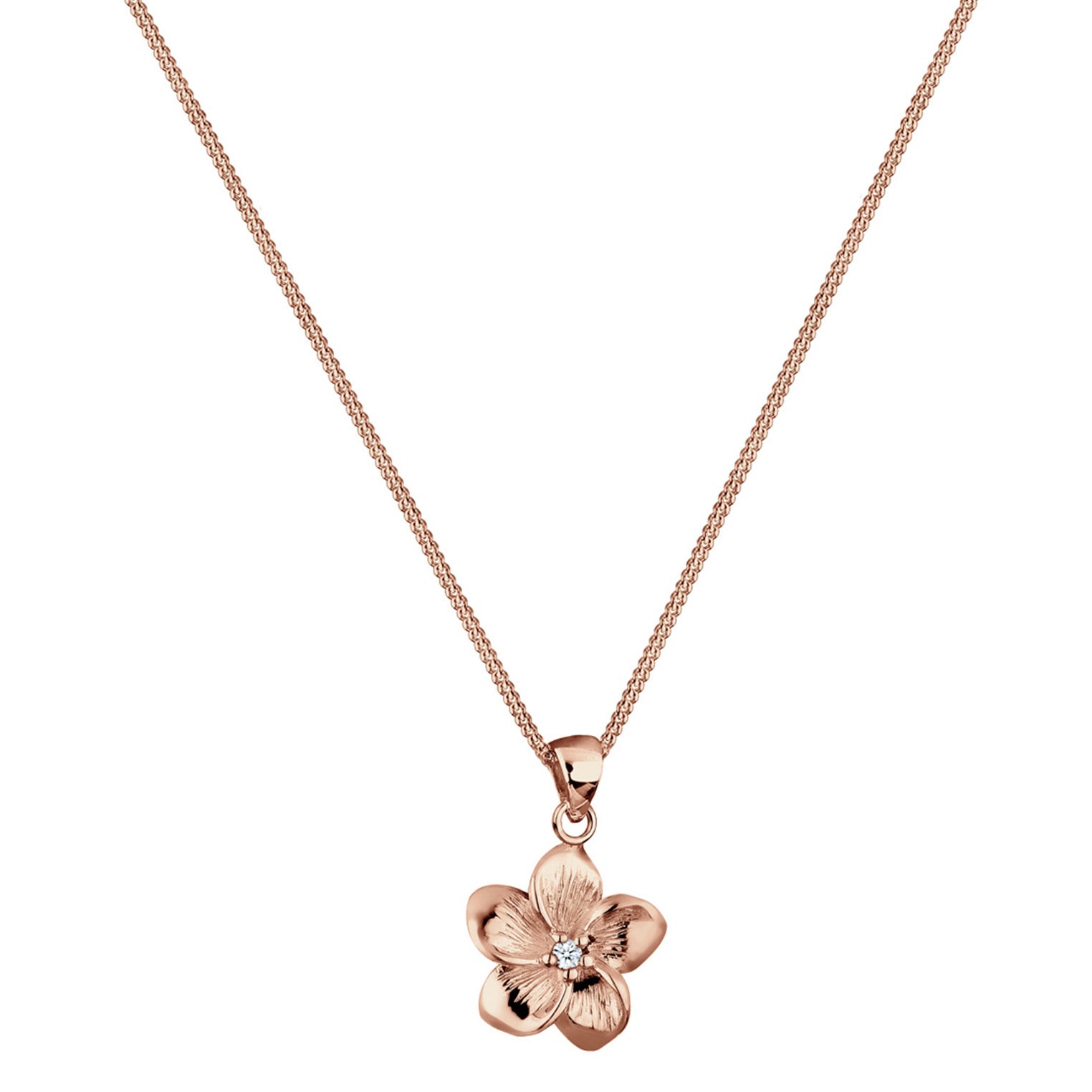 Roségold - Elli DIAMONDS | Halskette Blume | Diamant ( Weiß, 0,03 ct ) | 925 Sterling Silber Rosegold