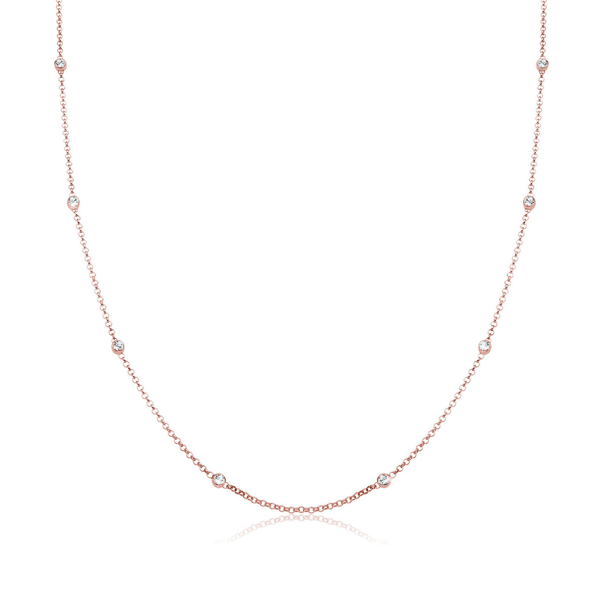 Roségold - Elli | Solitär-Kette | Kristall (Weiß) | 925 Sterling Silber Rosegold