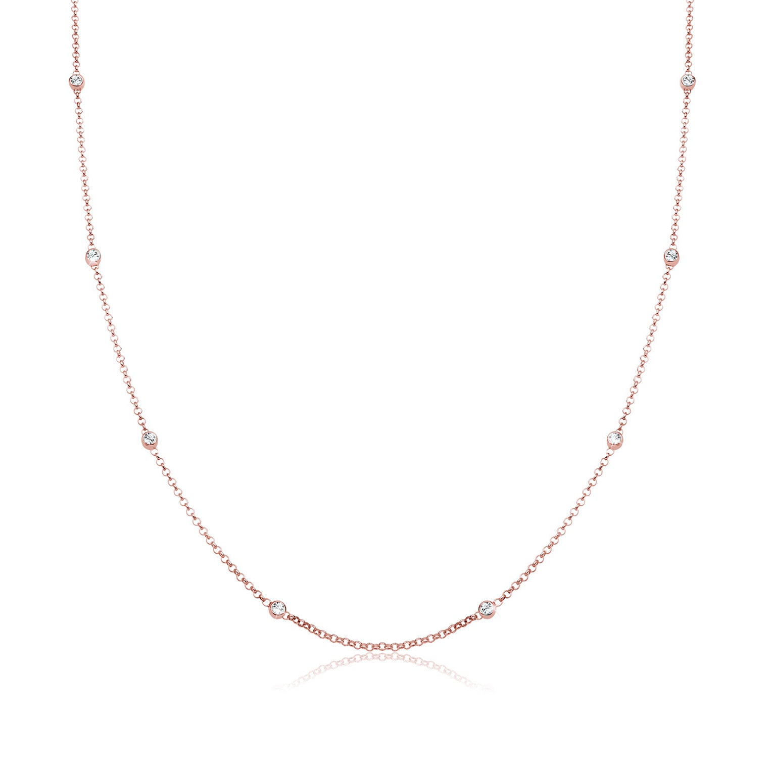 Roségold - Elli | Solitär-Kette | Kristall (Weiß) | 925 Sterling Silber Rosegold