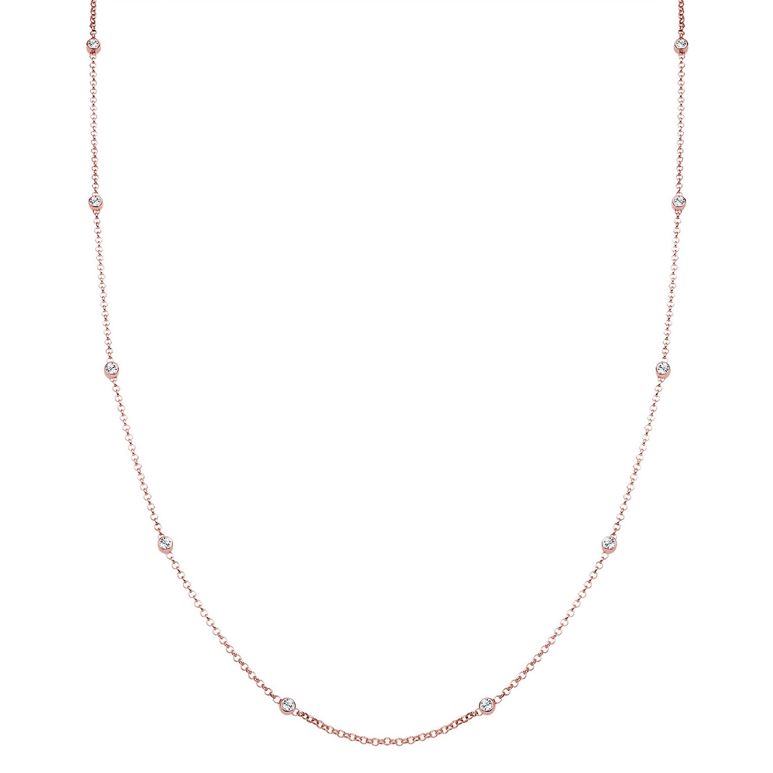 Roségold - Elli | Solitär-Kette | Kristall (Weiß) | 925 Sterling Silber Rosegold