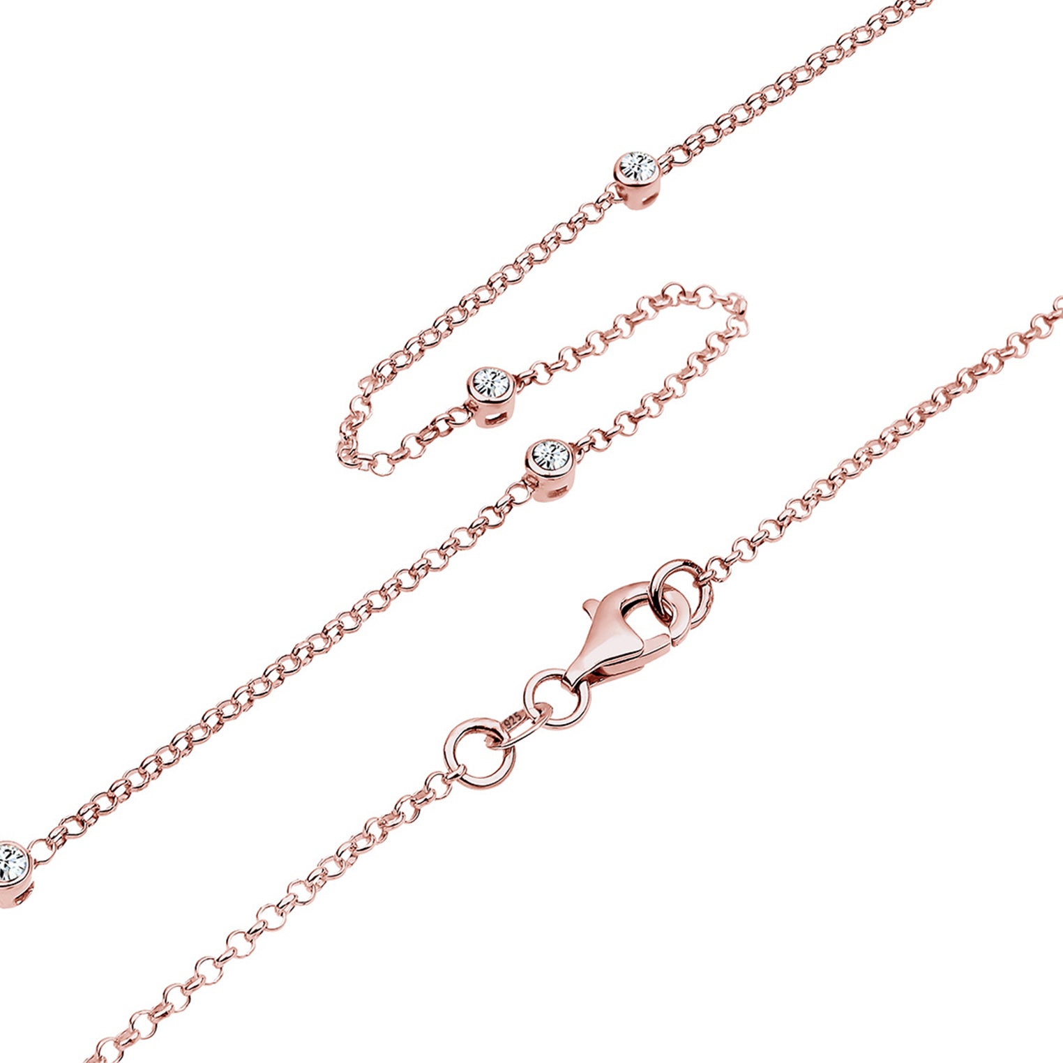 Roségold - Elli | Solitär-Kette | Kristall (Weiß) | 925 Sterling Silber Rosegold