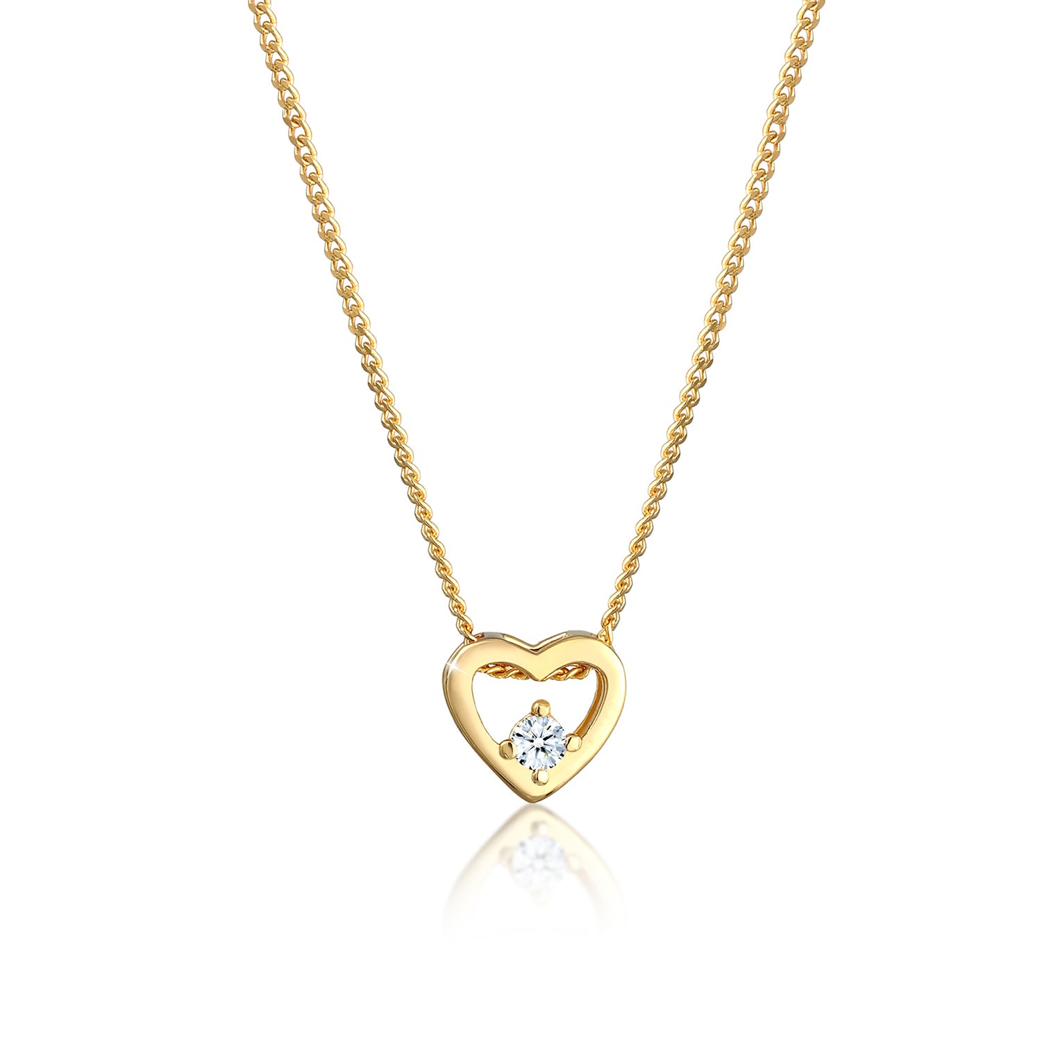 Gold - Elli DIAMONDS | Halskette Herz | Diamant ( Weiß, 0,03 ct ) | 585 Gelbgold