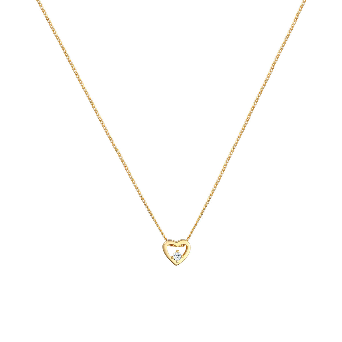 Gold - Elli DIAMONDS | Halskette Herz Anhänger | Diamant (Weiß, 0,03 ct) | 585 Gelbgold