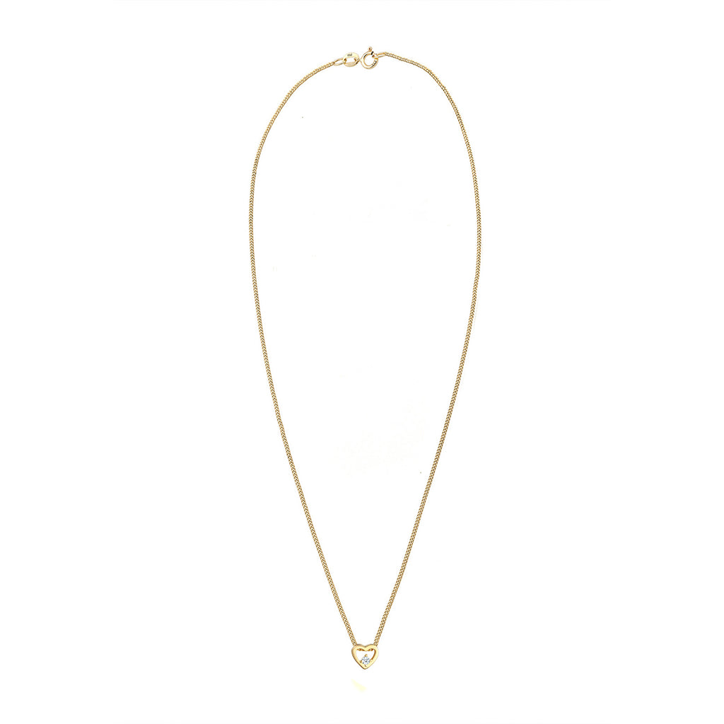 Gold - Elli DIAMONDS | Halskette Herz Anhänger | Diamant (Weiß, 0,03 ct) | 585 Gelbgold