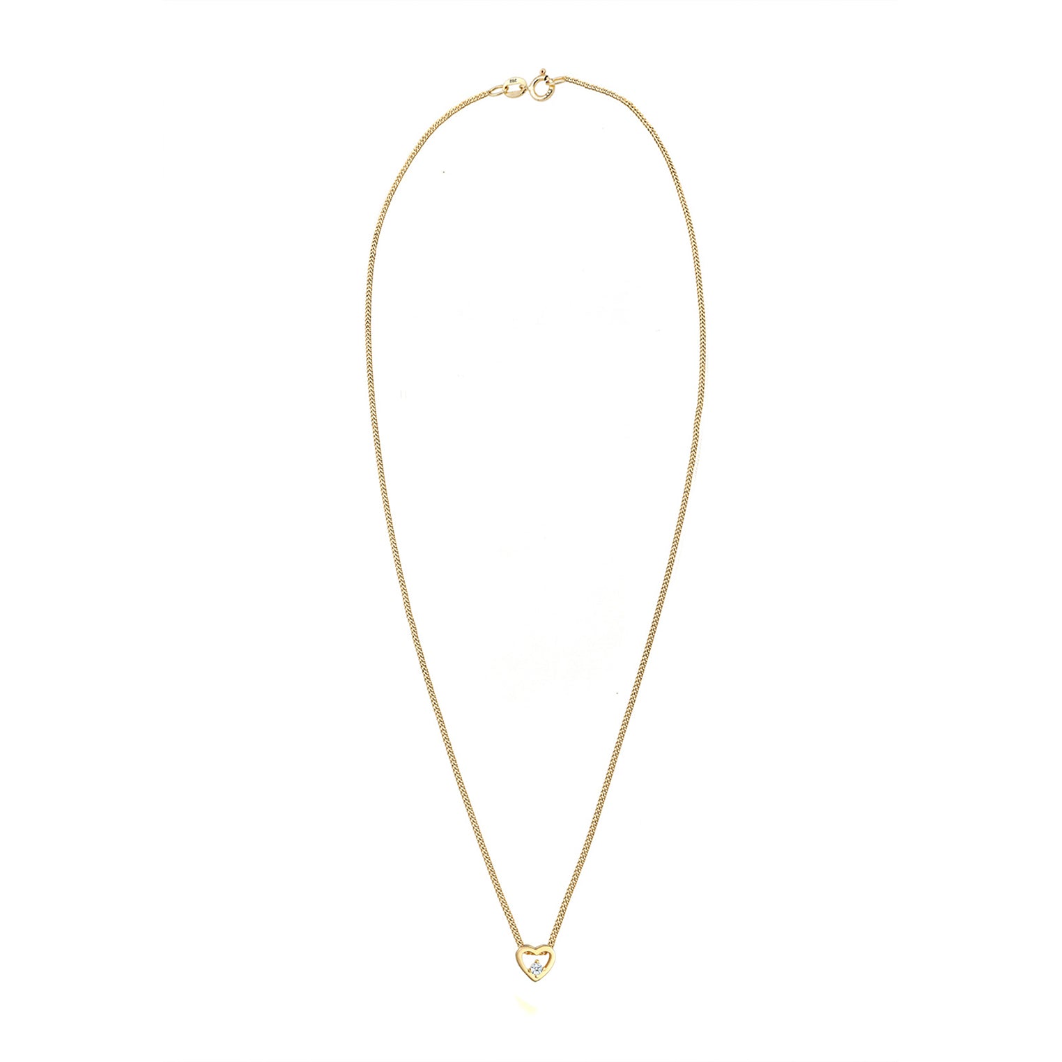Gold - Elli DIAMONDS | Halskette Herz Anhänger | Diamant (Weiß, 0,03 ct) | 585 Gelbgold