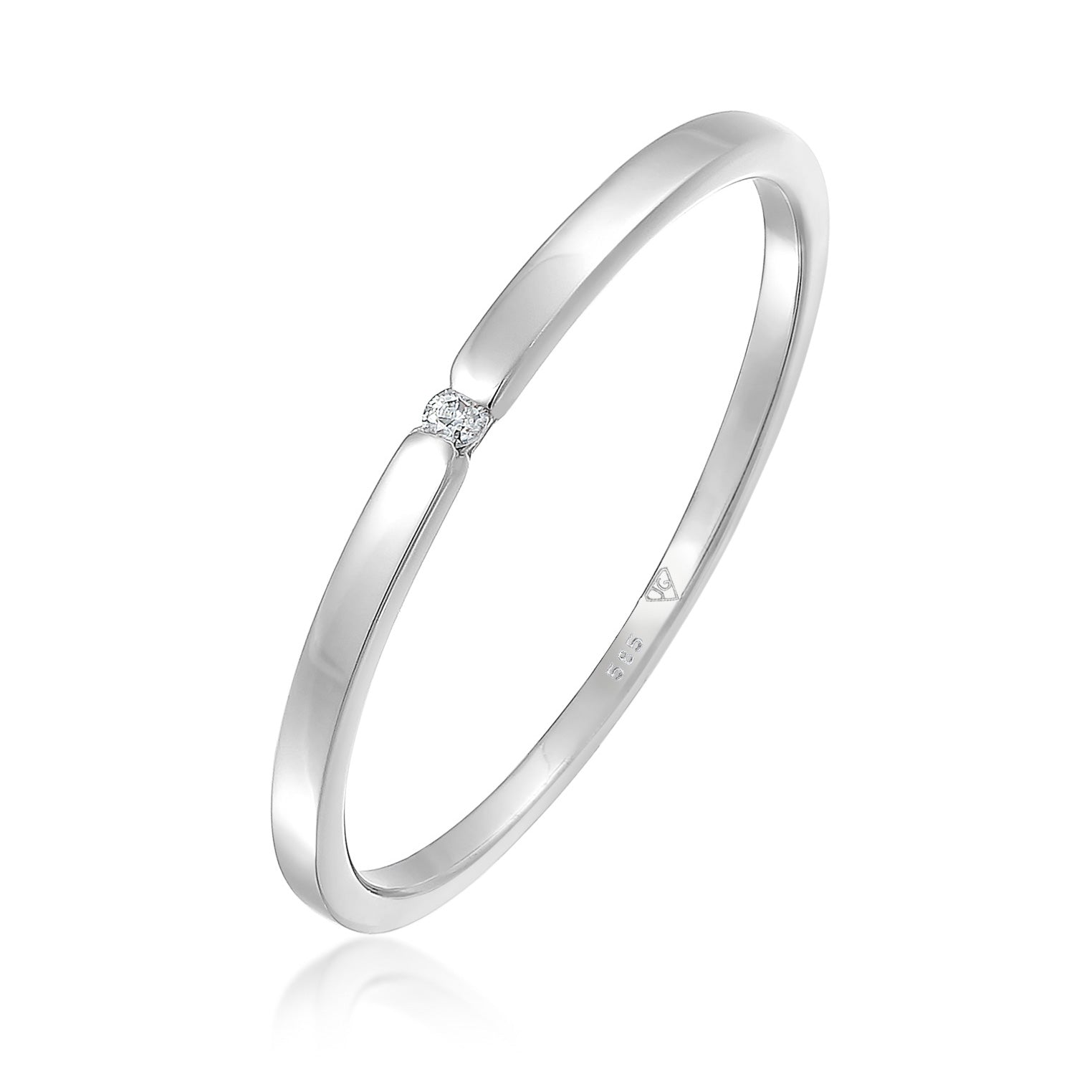 Weiß - Elli DIAMONDS | Solitär-Ring | Diamant ( Weiß, 0,015 ct ) | 585 Weißgold