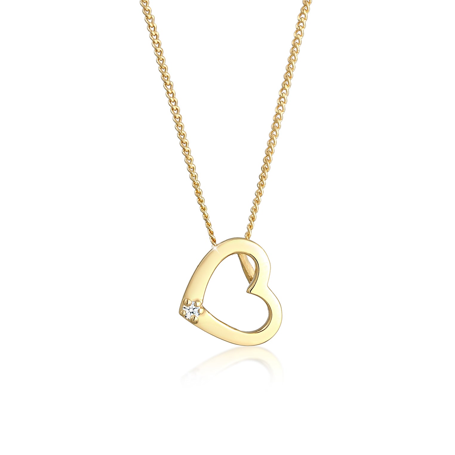 Gold - Elli DIAMONDS | Halskette Herz | Diamant (Weiß, 0,015 ct) | 585 Gelbgold