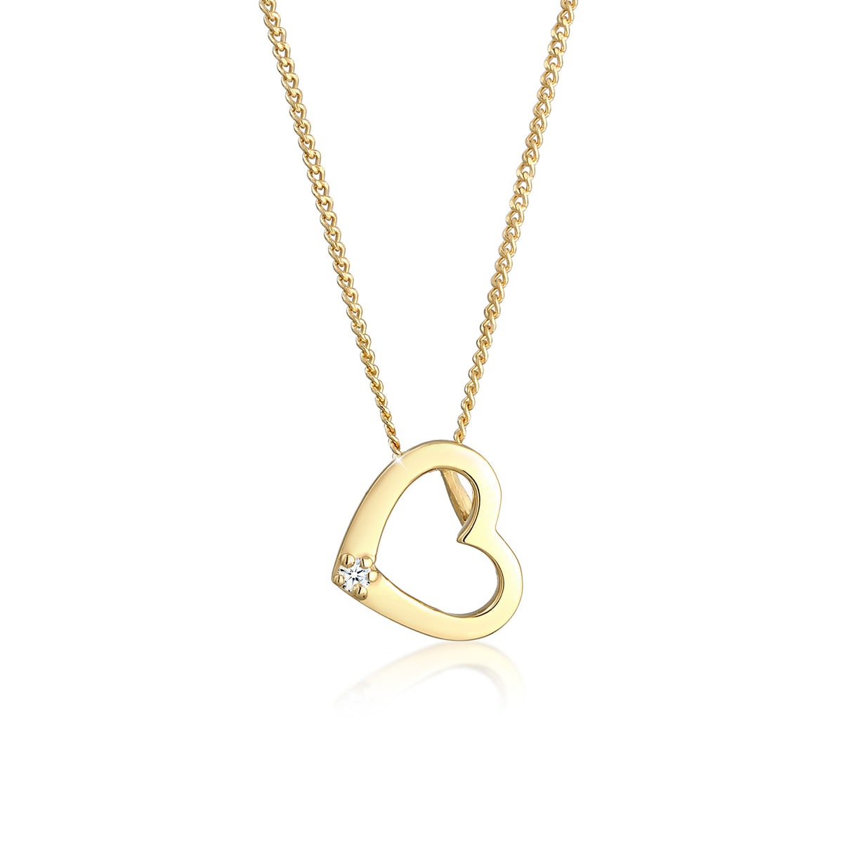 Gold - Elli DIAMONDS | Halskette Herz | Diamant (Weiß, 0,015 ct) | 585 Gelbgold
