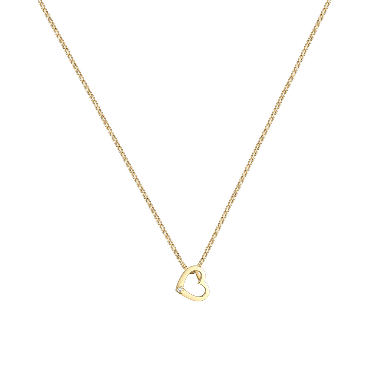 Gold - Elli DIAMONDS | Halskette Herz | Diamant (Weiß, 0,015 ct) | 585 Gelbgold