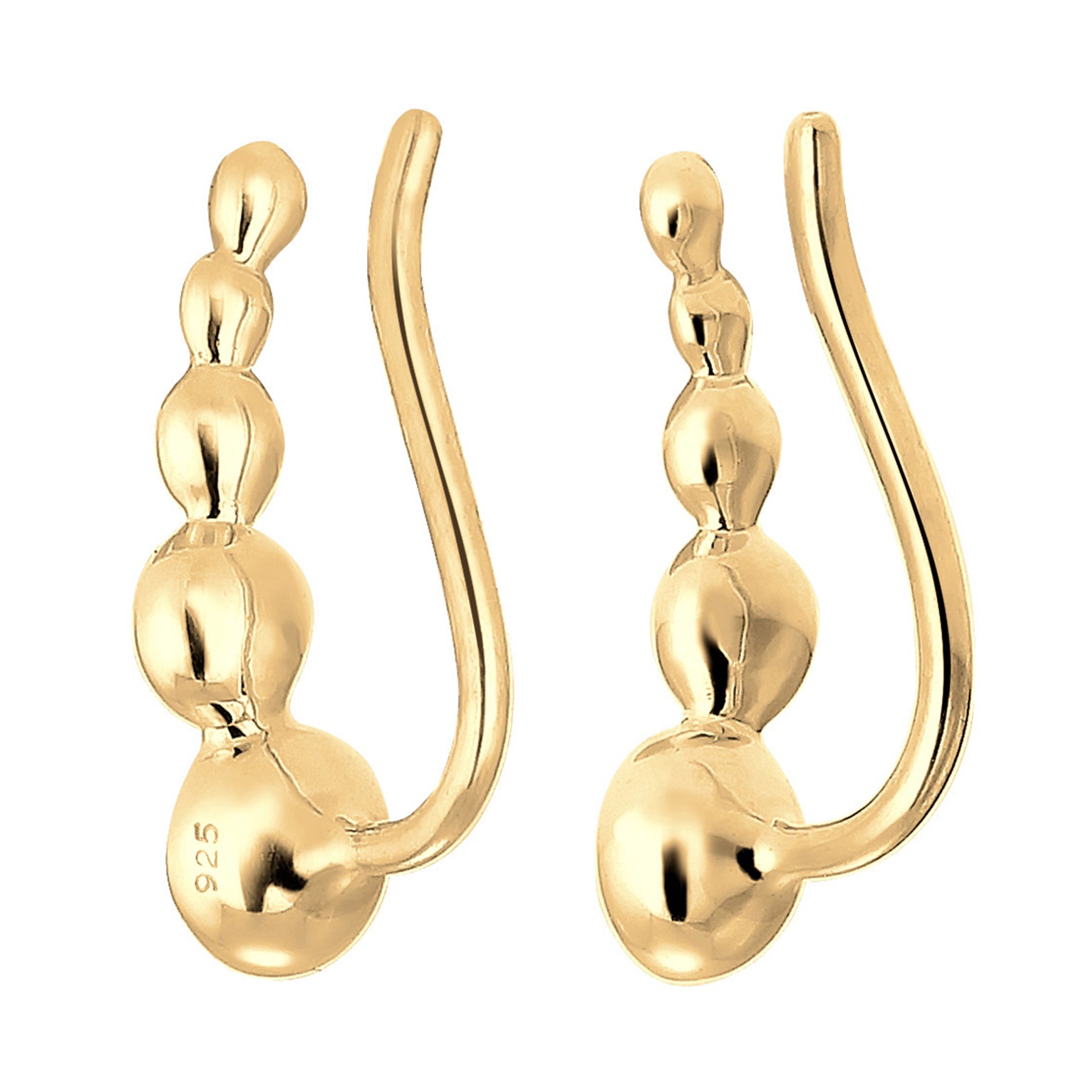 Gold - Elli | Ear Climber | Kristall (Weiß) | 925er Sterling Silber Vergoldet