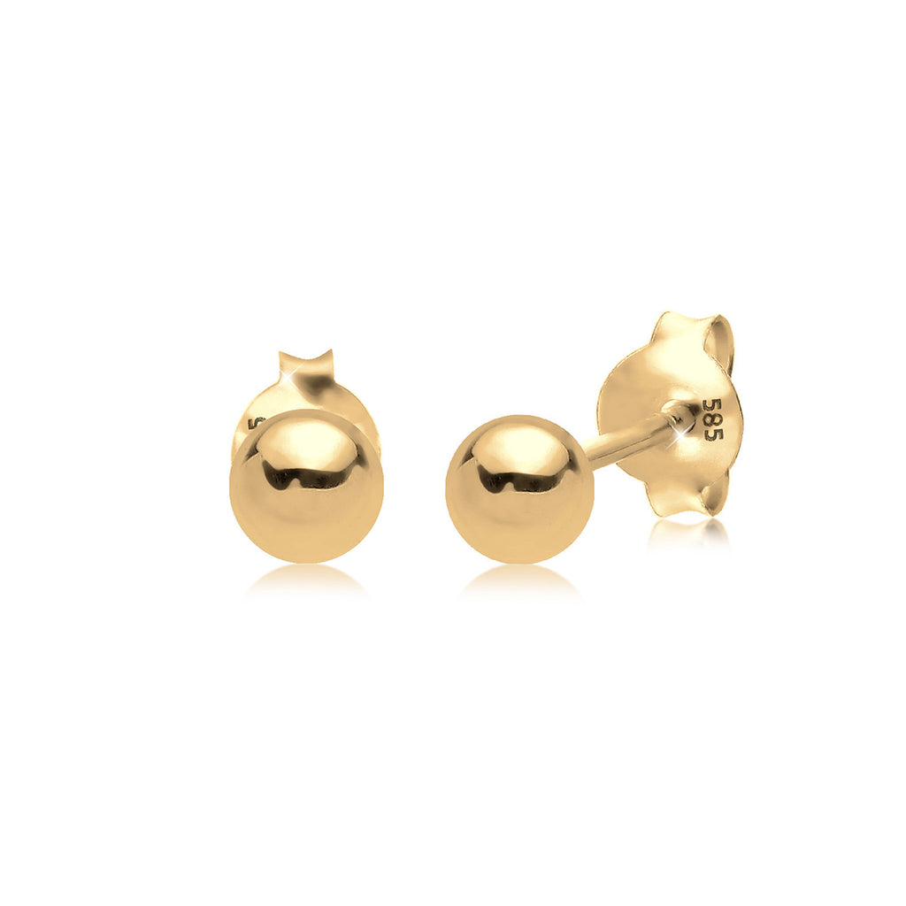 Gold - Elli PREMIUM | Ohrstecker Kugel | 585 Gelbgold