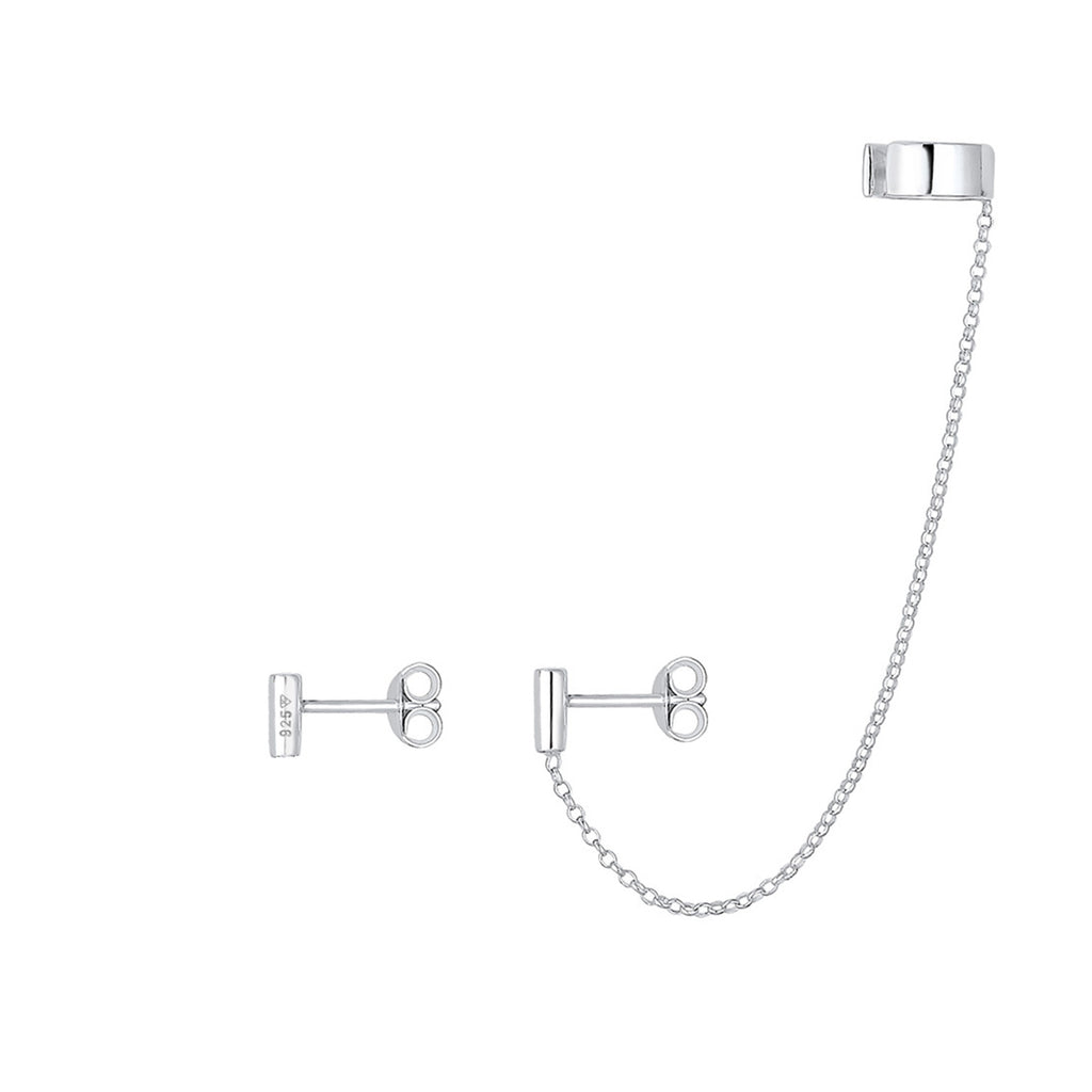 Silber - Elli | Ohrstecker Ear Chain | 925er Sterling Silber