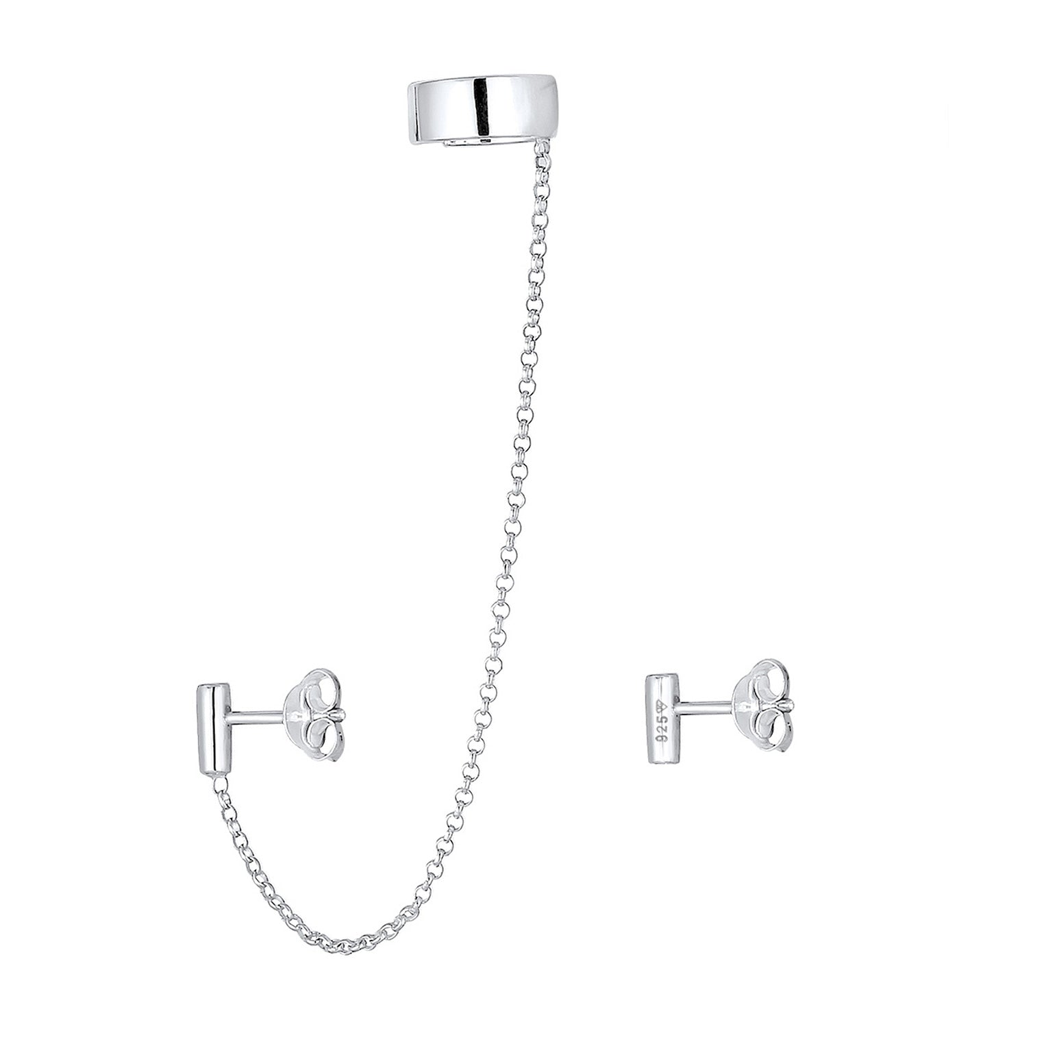 Silber - Elli | Ohrstecker Ear Chain | 925er Sterling Silber