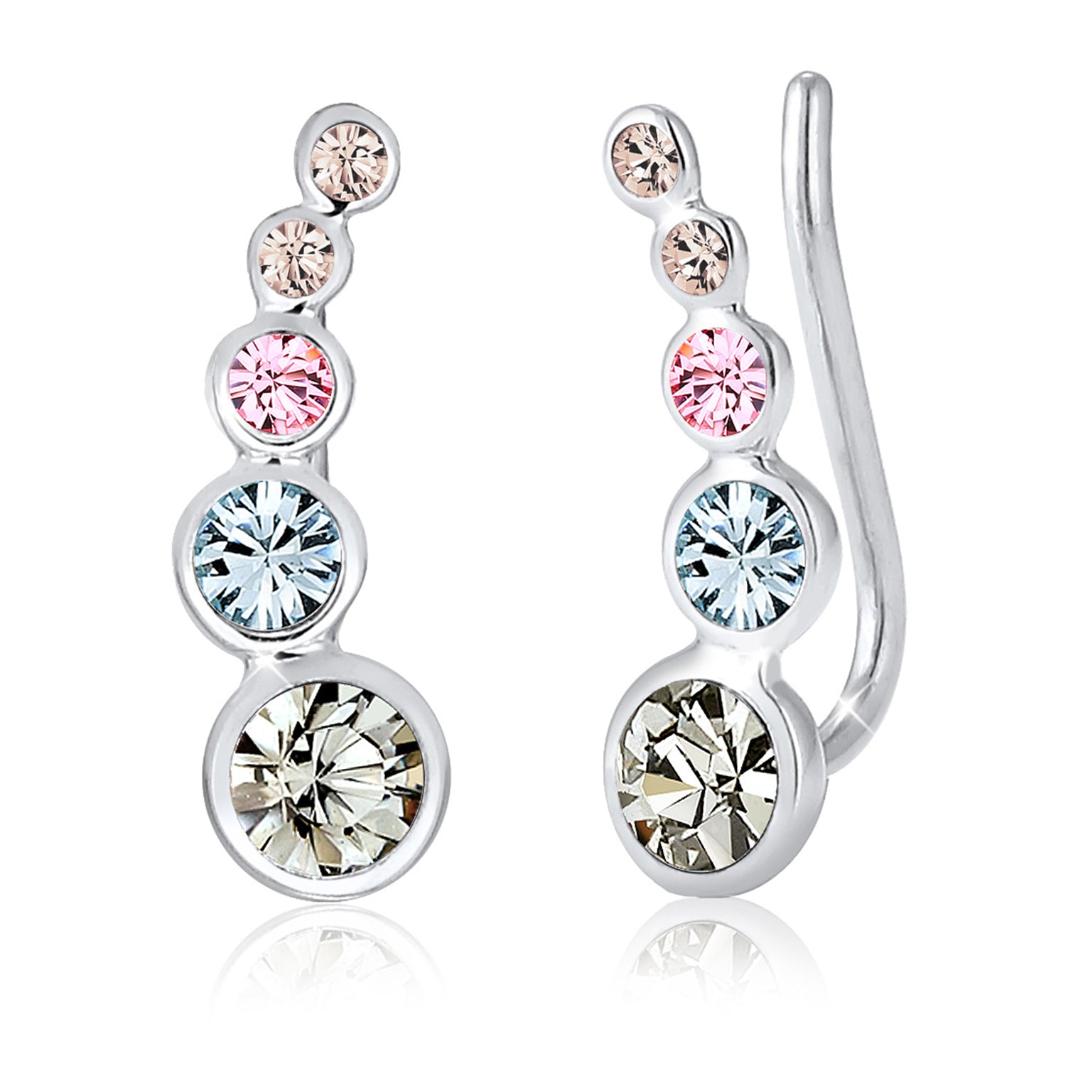 Hellblau - Elli | Ear Climber | Mit Kristallen von Swarovski® (Bunt) | 925er Sterling Silber