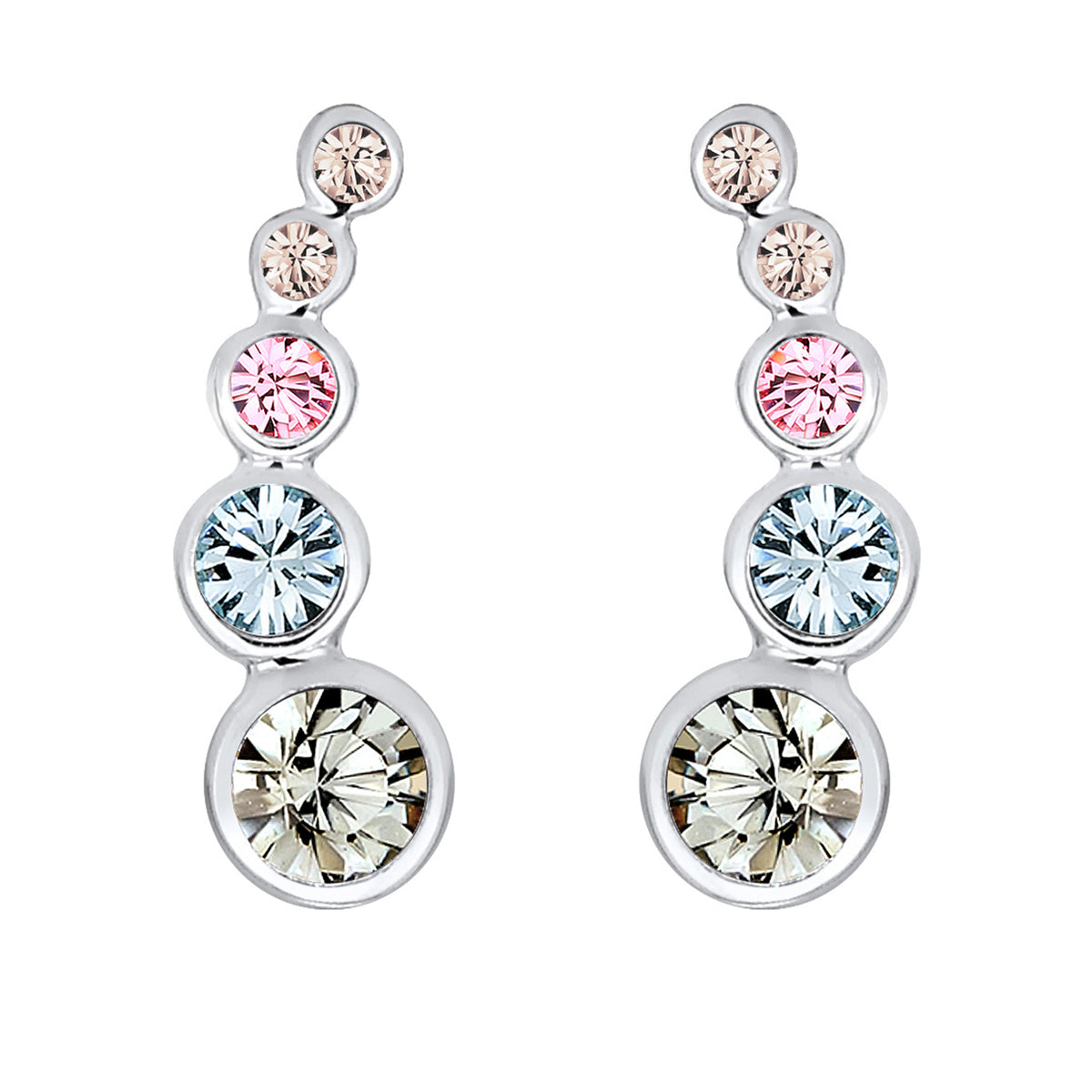 Hellblau - Elli | Ear Climber | Mit Kristallen von Swarovski® (Bunt) | 925er Sterling Silber