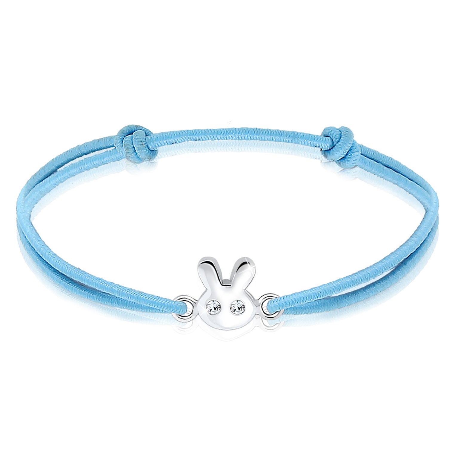 Hellblau - Elli | Armband Hase | Mit Kristallen von Swarovski® (Weiß) | 925er Sterling Silber