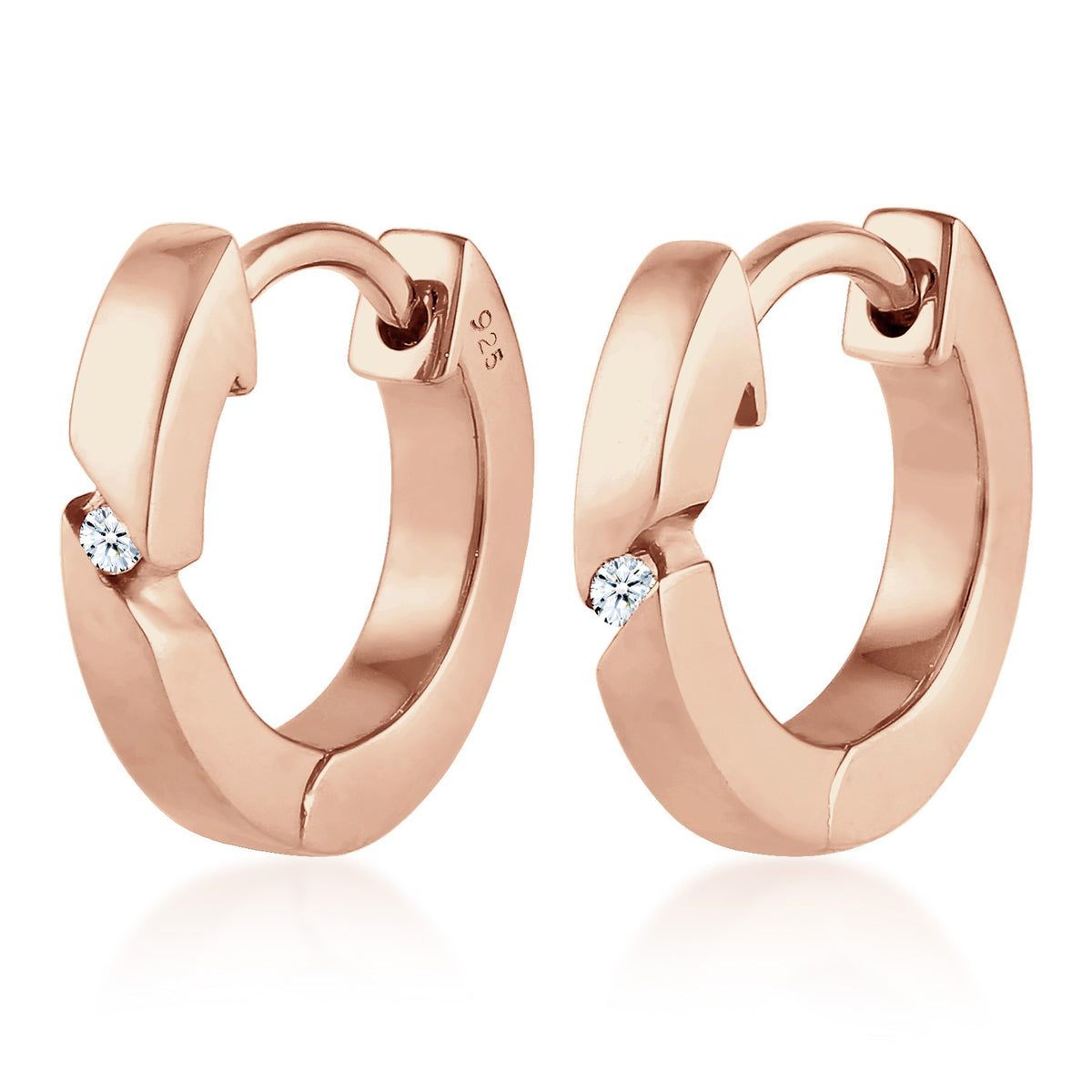 Roségold - Elli DIAMONDS | Creole | Diamant ( Weiß, 0,03 ct ) | 925 Sterling Silber Rosegold