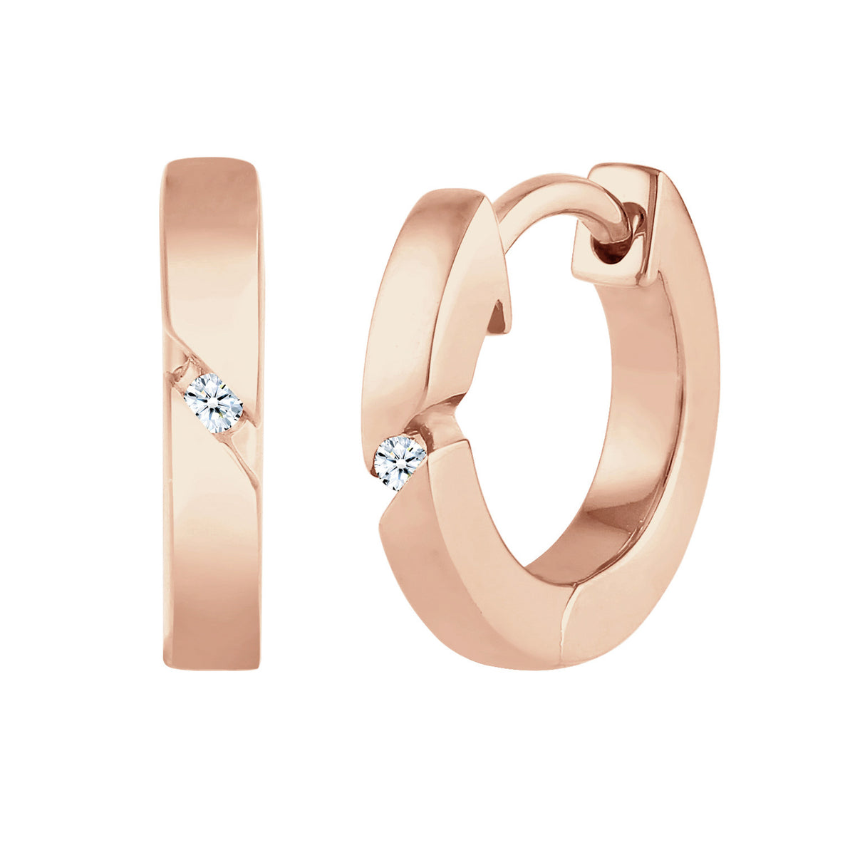 Roségold - Elli DIAMONDS | Creole | Diamant ( Weiß, 0,03 ct ) | 925 Sterling Silber Rosegold
