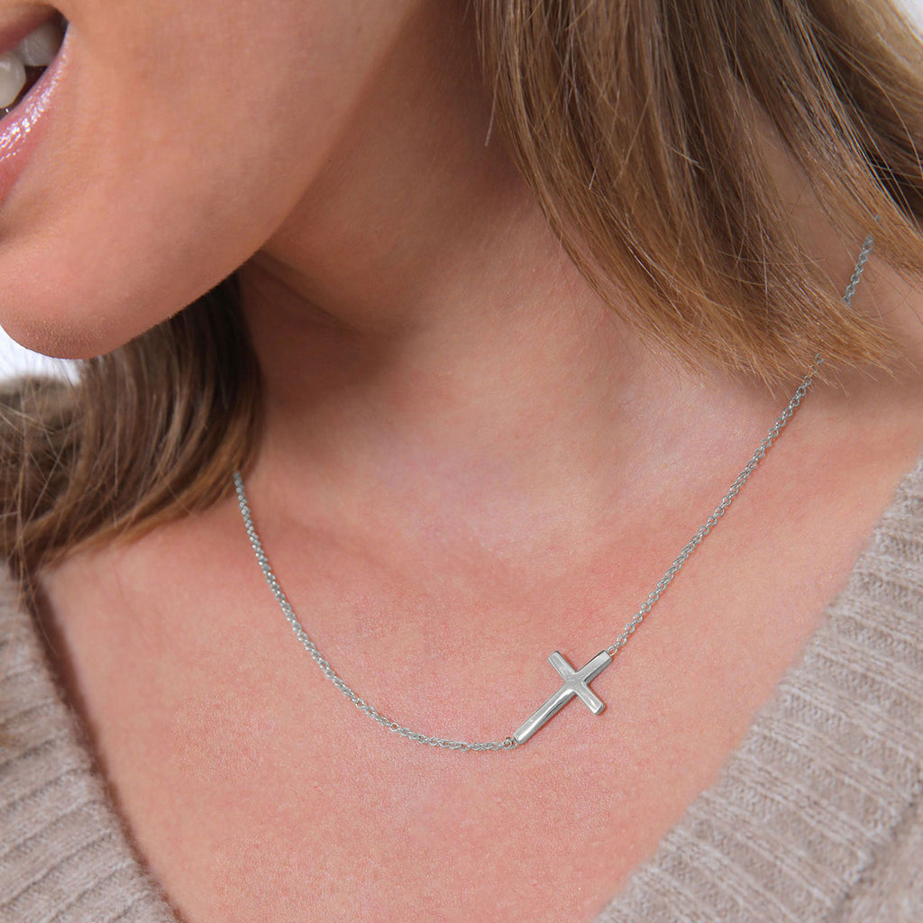 Silber - Elli | Halskette Kreuz Basic | 925er Sterling Silber