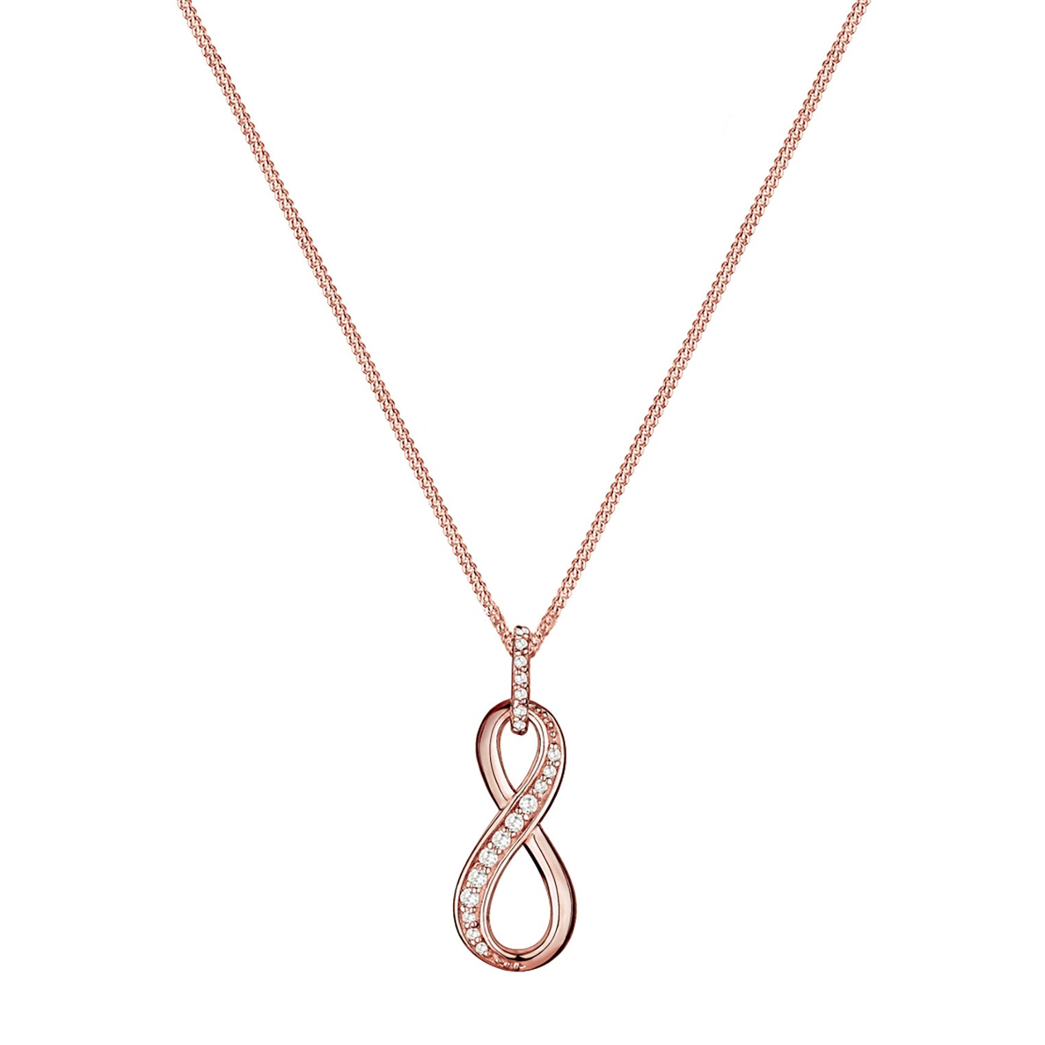 Roségold - Elli | Halskette Infinity | Zirkonia (Weiß) | 925 Sterling Silber Rosegold