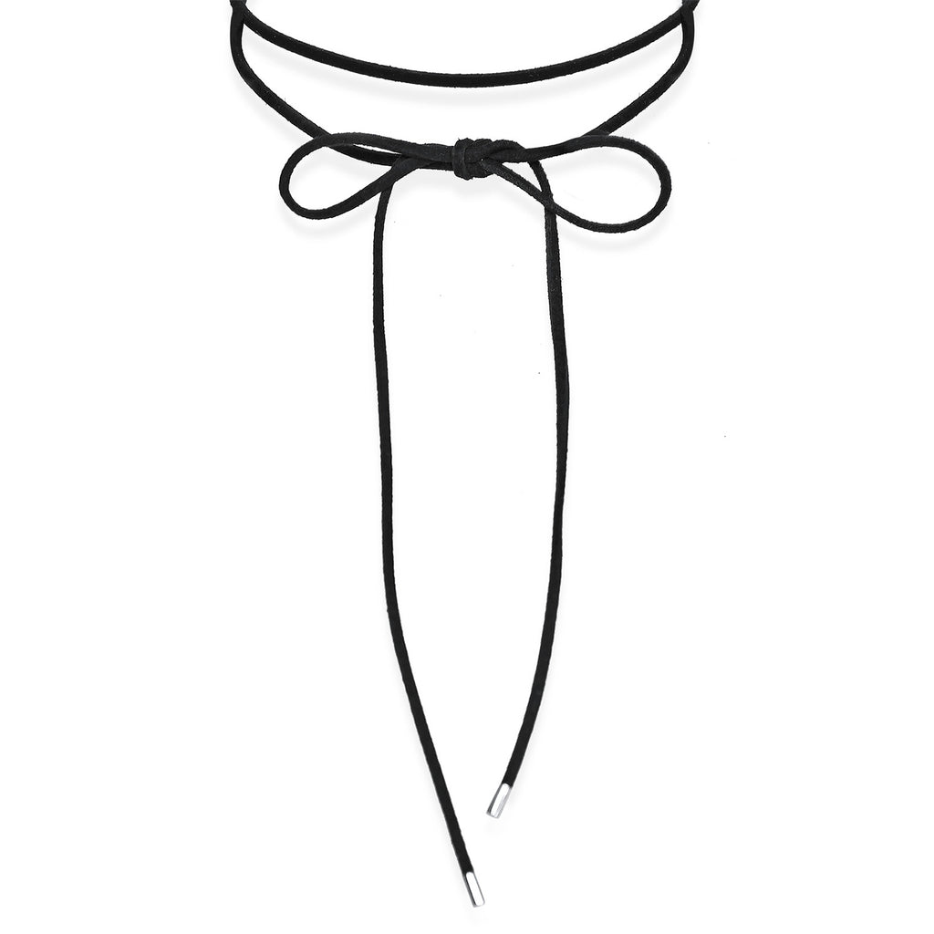 Silber - Elli | Choker Schleife | Kunstleder | 925er Sterling Silber